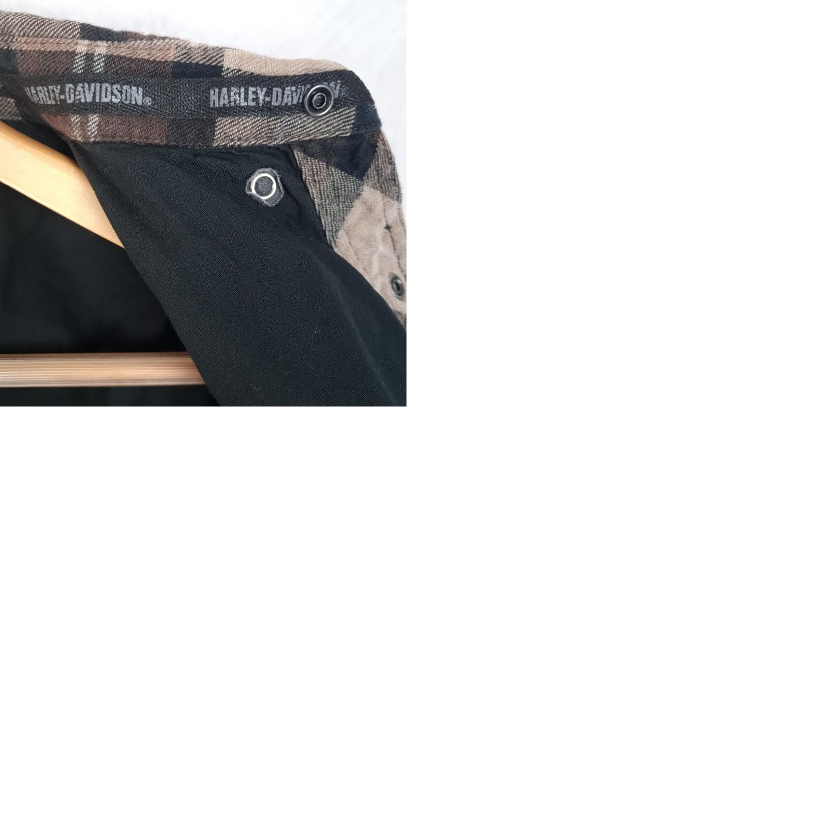 Harley Davidson Harley-Davidson Shirt Jacket Mens Large Brown Plaid Flannel Skull Lined Patch Jacket Size US L / EU 52-54 / 3 - 12 Thumbnail
