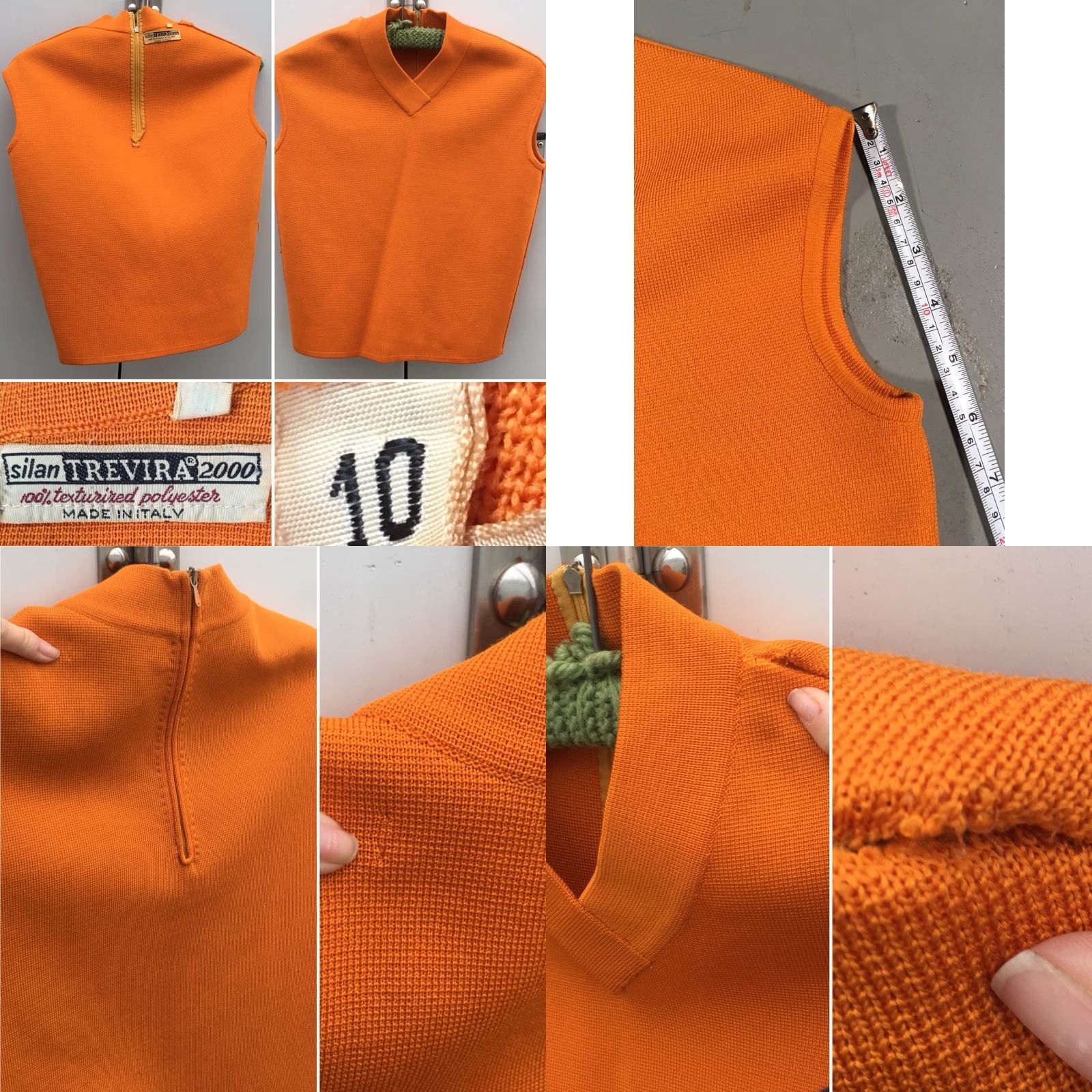 Vintage VINTAGE silan TREVIRA 2000 Made In Italy Texturized Polyester Sleeveless Top 60s Orange Women Womens Mod GoGo 1960s Shirt Size L / US 10 / IT 46 - 8 Thumbnail