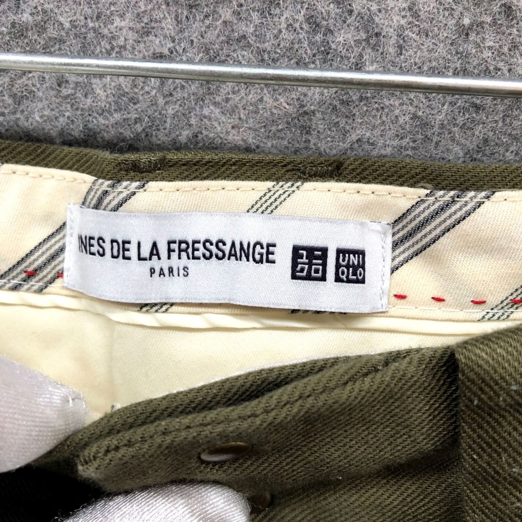 Uniqlo Uniqlo Ines De La Fressange Cotton Wide Leg Pants Womens 0 Army Green High Rise Chino Twill Pockets Relaxed Size 25" / US 0 / IT 36 - 6 Thumbnail