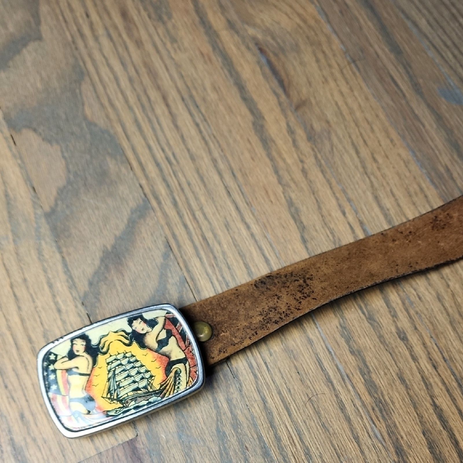 BKE BKE Nautical Belt with Brown Leather Strap Size ONE SIZE - 1 Thumbnail