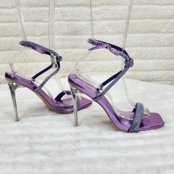 Other Lexton Purple Metallic Knotted Strap Rhinestone Stiletto Hig Size US 10 / IT 40 - 3 Thumbnail