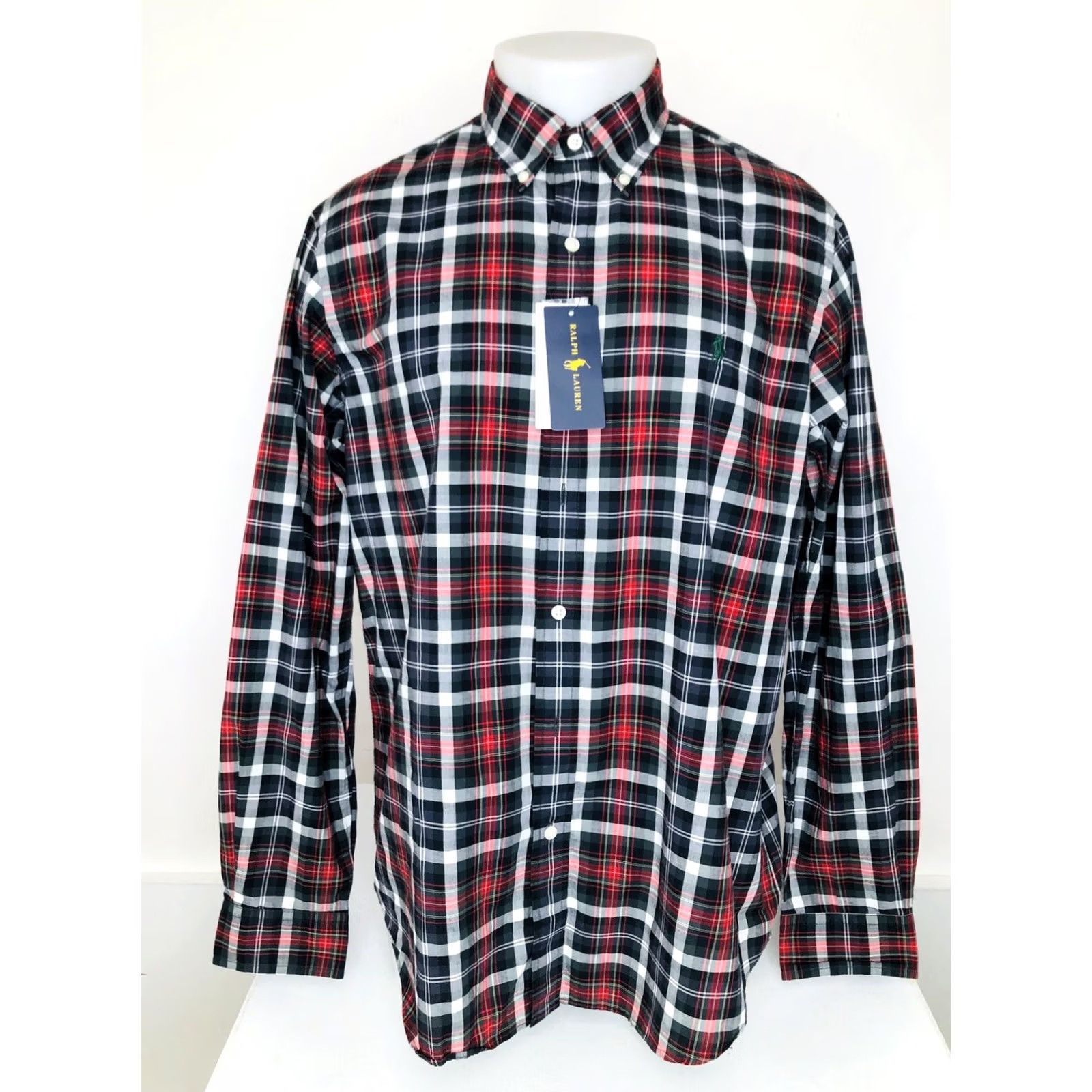 Ralph Lauren Ralph Lauren Shirt - Embroidered Plaid Check Classic Fit L Long Sleeve Button-Up Red White Black Yellow) Size US L / EU 52-54 / 3 - 2 Thumbnail