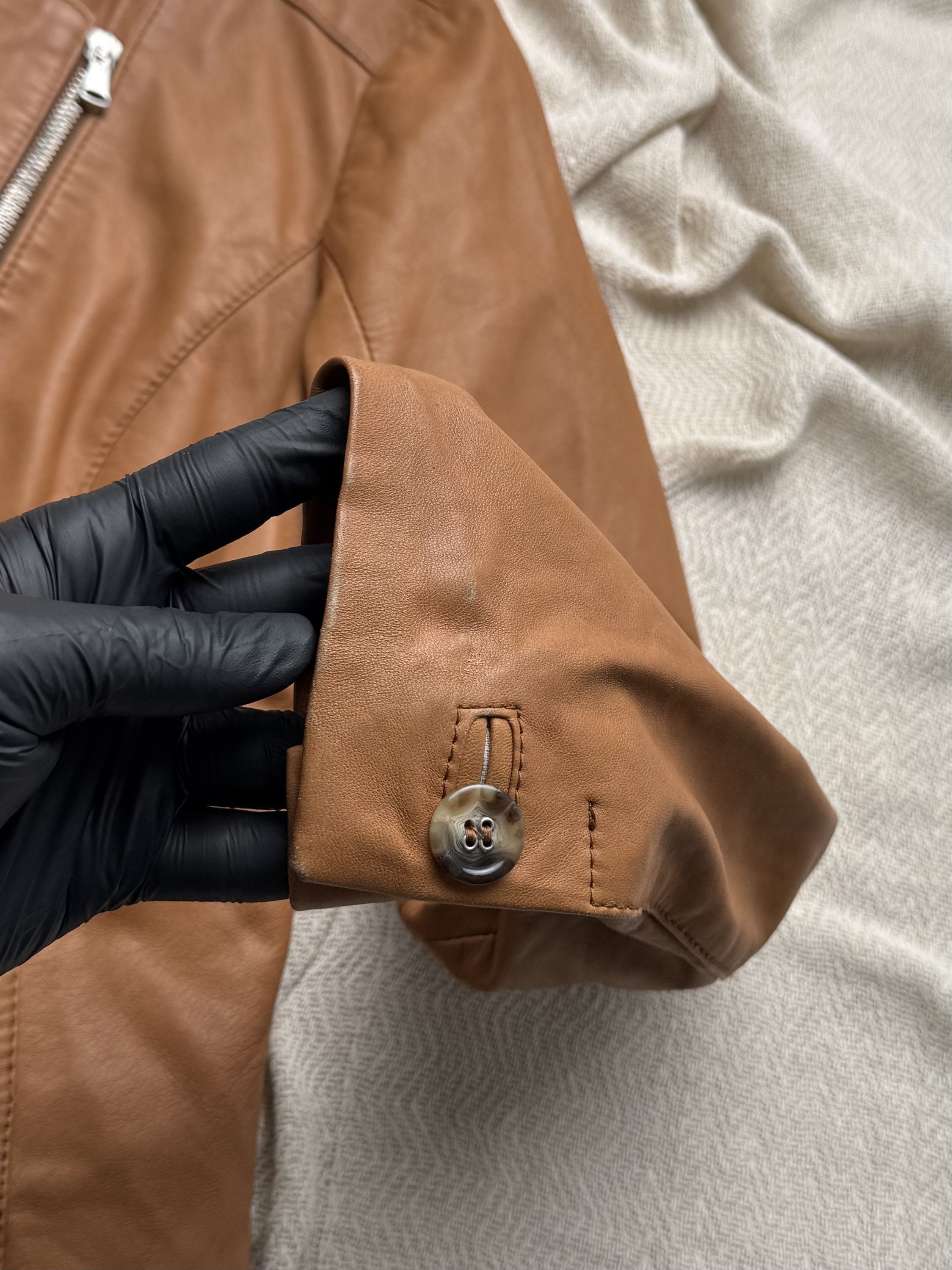 Vintage Vintage Leather Jacket Zip Button Moto Biker Coat Size M / US 6-8 / IT 42-44 - 5 Thumbnail