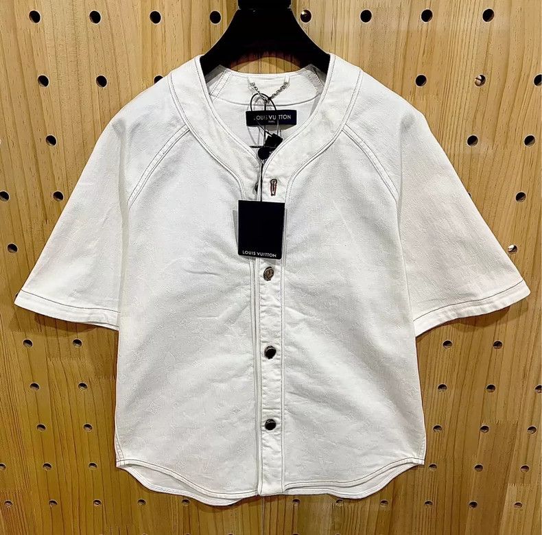 Louis Vuitton Louis Vuitton White Denim Short Sleeve Shirt with Dark Stri Size US L / EU 52-54 / 3 - 1 Thumbnail