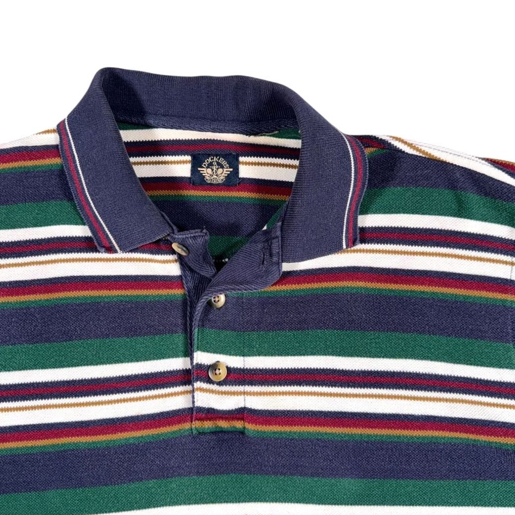Dockers VINTAGE Dockers Polo Shirt Shirt Adult MEDIUM Blue White Green Gold Striped Logo 80s Mens Size US M / EU 48-50 / 2 - 2 Thumbnail