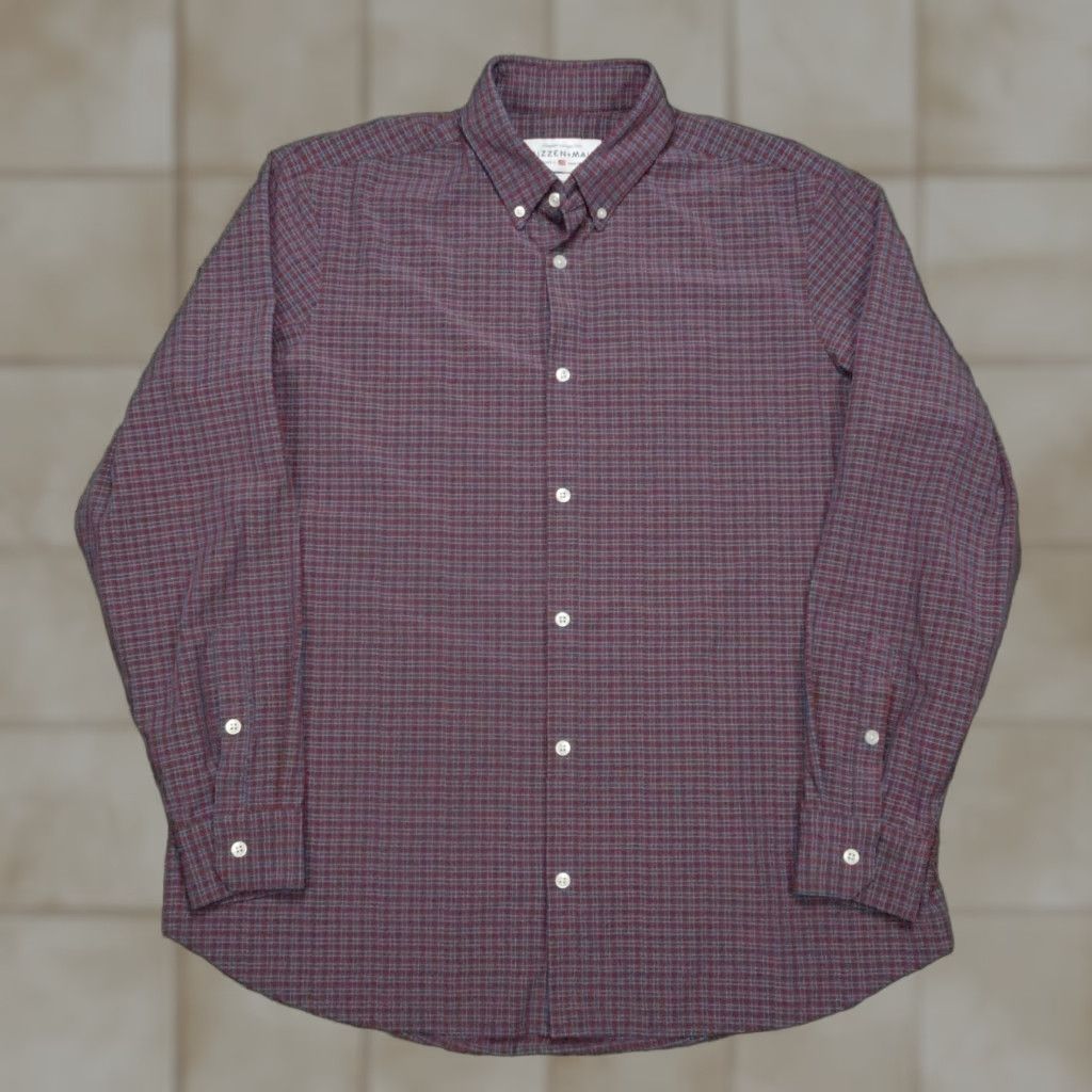 Mizzen Main Shirt Mens XL Red Blue Plaid Leeward Collection Button Long Sleeve