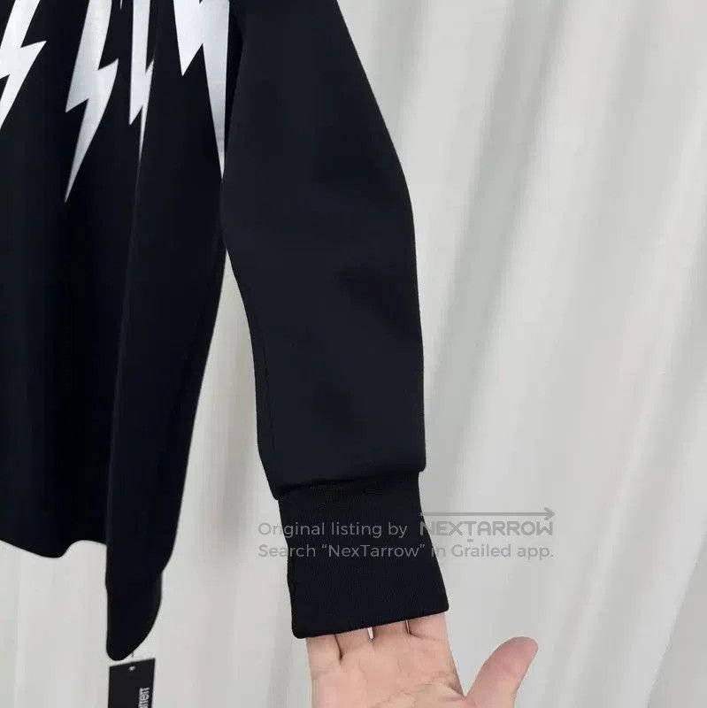 Neil Barrett NeIL BarreTT Black Lightning Print Long Sleeve Hoodie . Size XS / US 0-2 / IT 36-38 - 4 Thumbnail