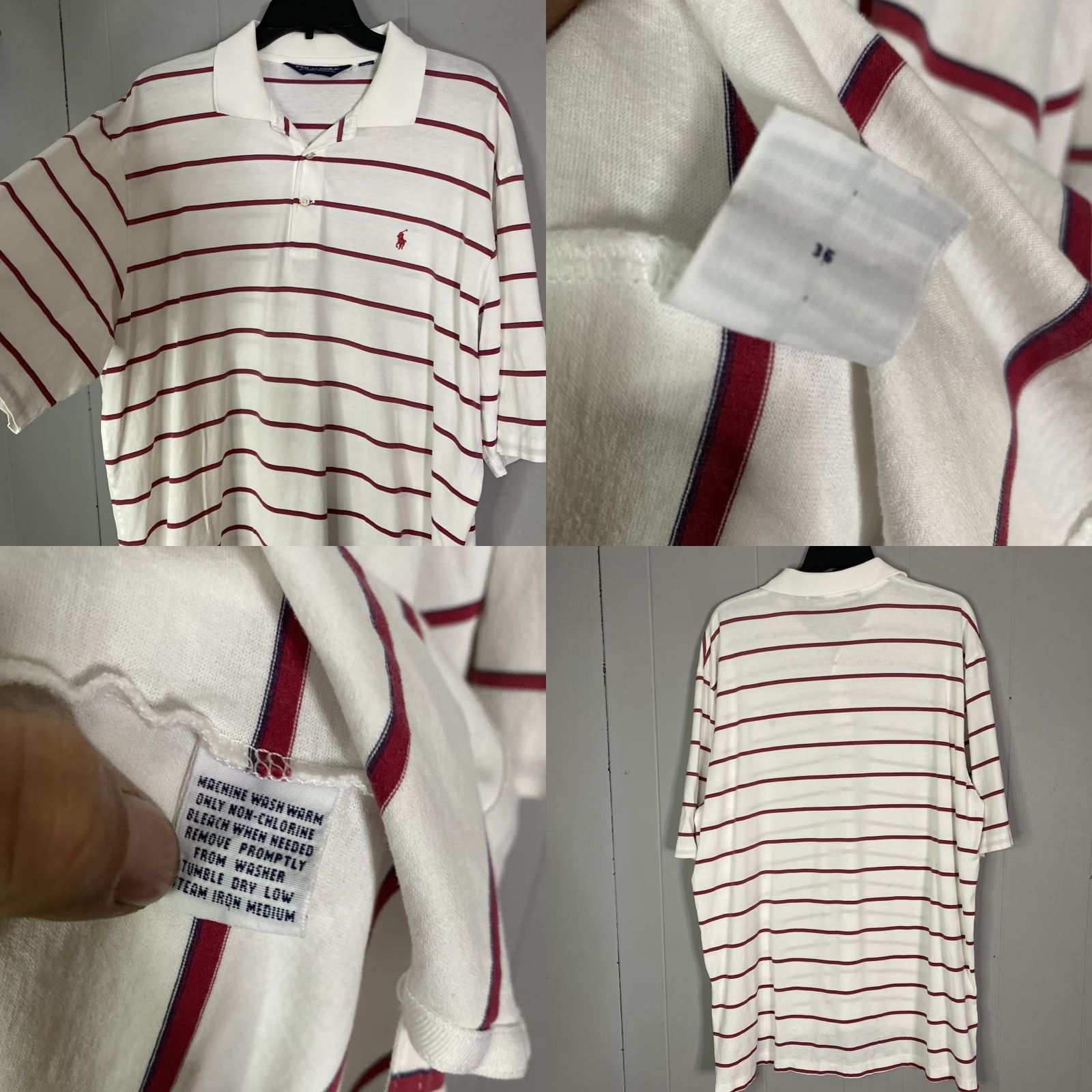 Ralph Lauren Ralph Lauren Polo Golf Shirt Men L Red White Stripe Multicolor Cotton Pima Knit Logo Short Sleeve Collared Button Regular Size US L / EU 52-54 / 3 - 8 Thumbnail