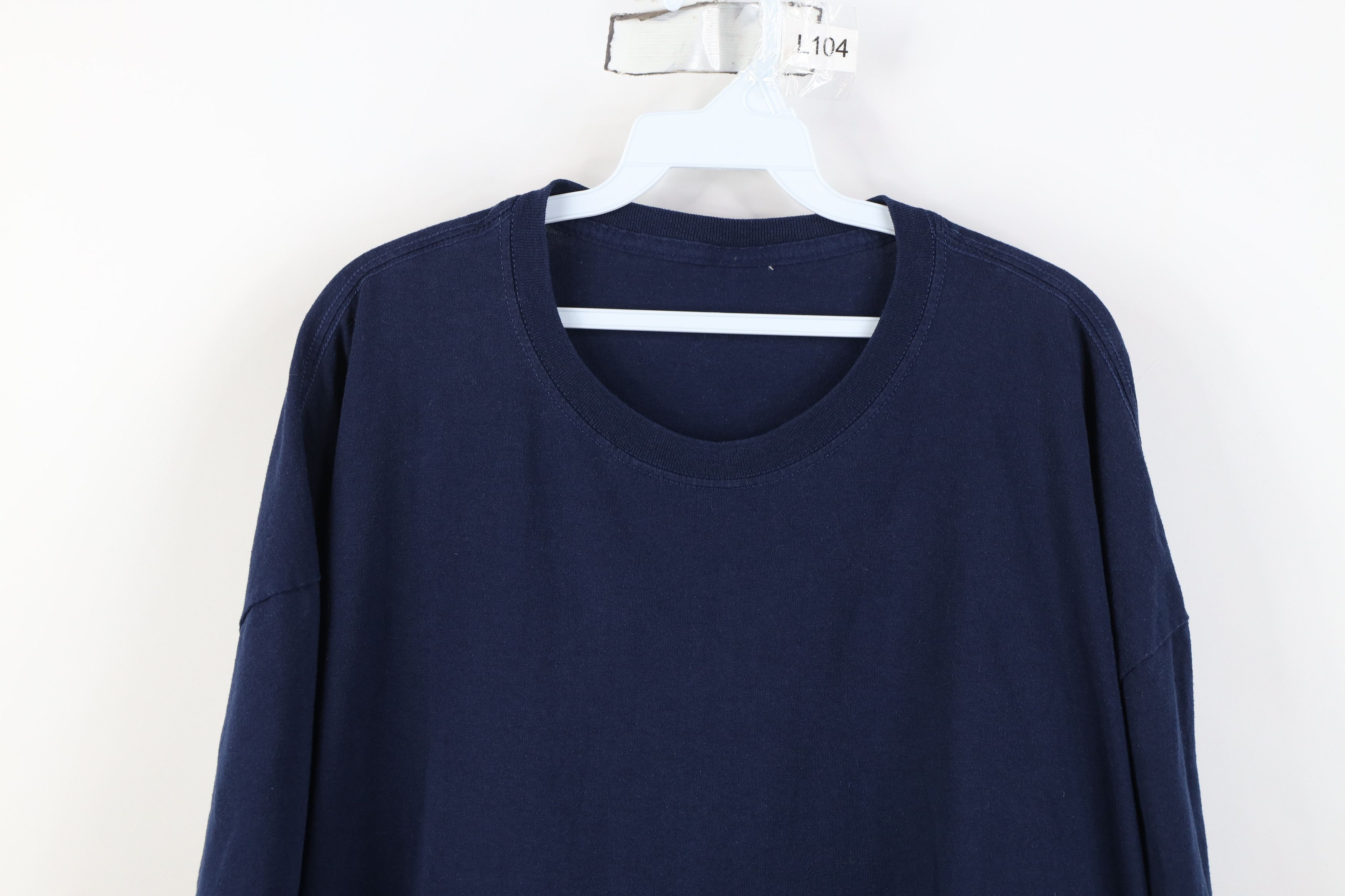 Vintage Vintage 90s Y2K Streetwear Blank Cotton T-Shirt Navy Blue Size US XXL / EU 58 / 5 - 2 Thumbnail
