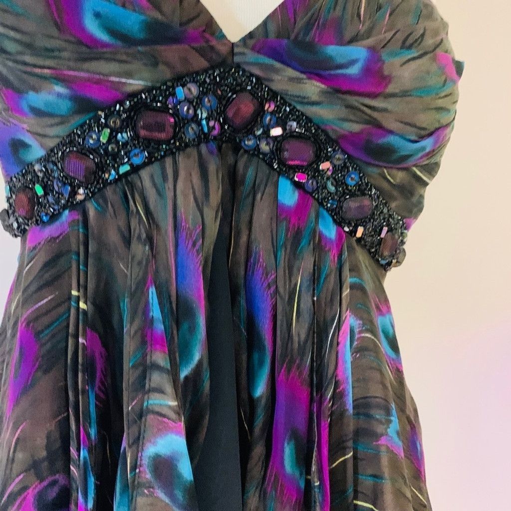 Other Alberto Makali black peacock silk dress size 8 Size M / US 6-8 / IT 42-44 - 2 Thumbnail