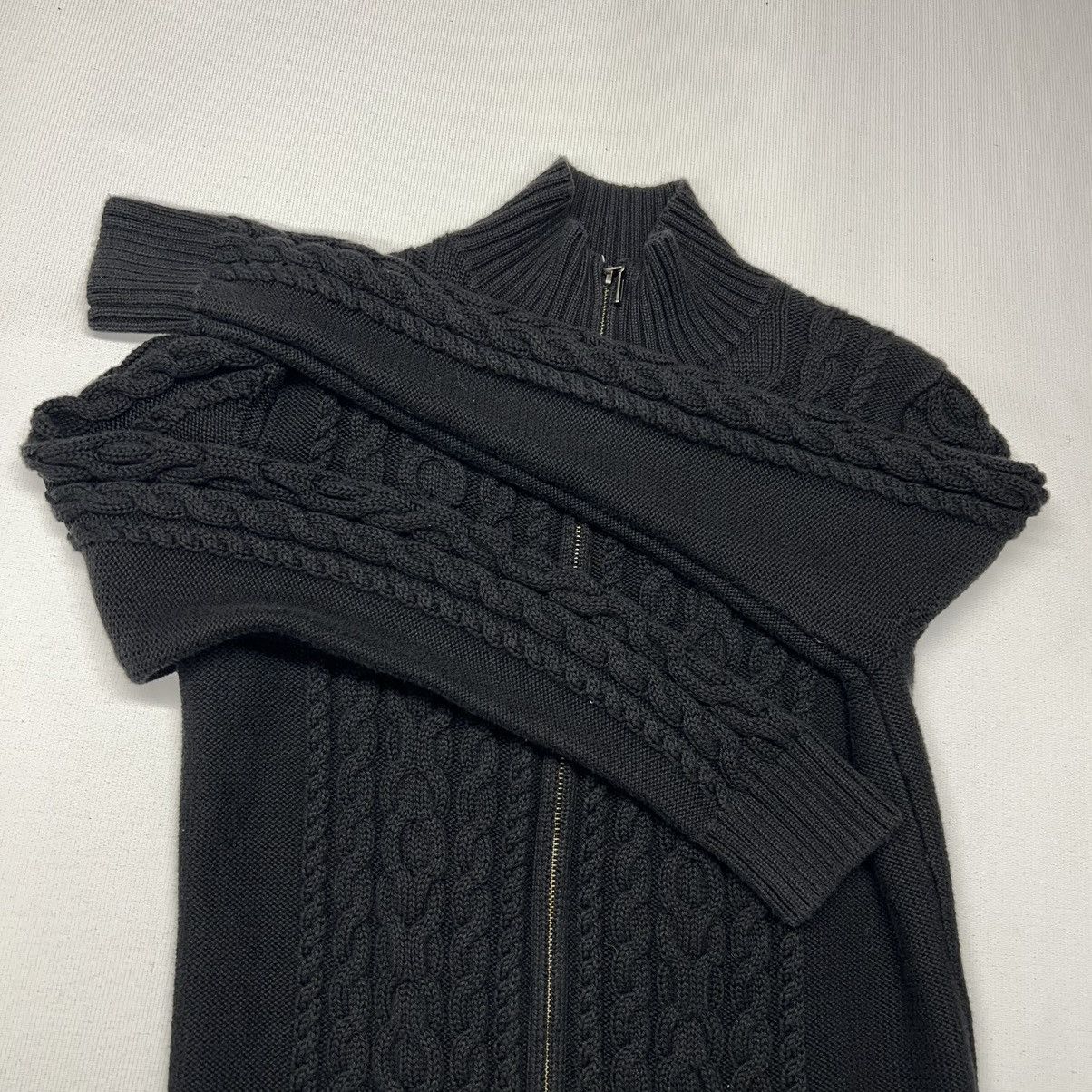 L.L. Bean LL Bean Sweater Black Cable Knit Fill Zip Fisherman Classic Size S / US 4 / IT 40 - 4 Thumbnail