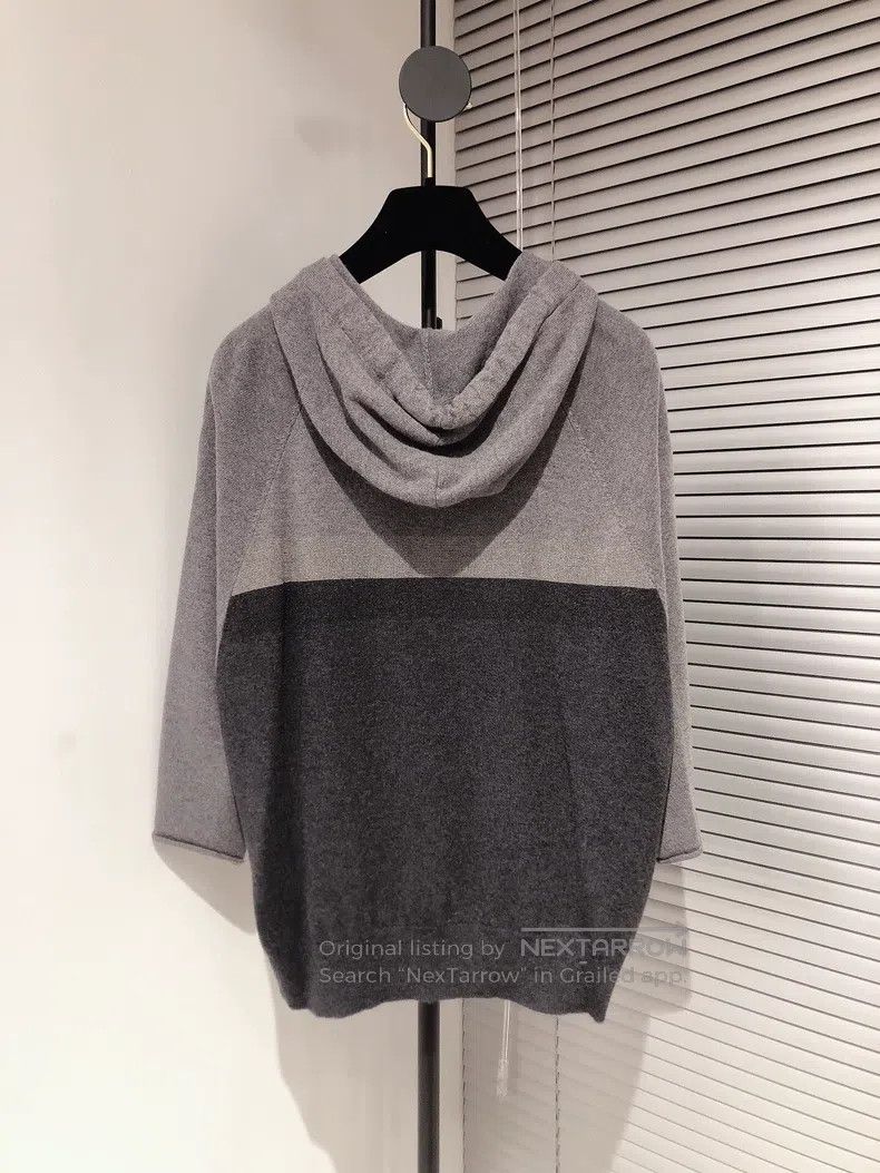 Brunello Cucinelli Brunello Cucinelli Gray and Black Colorblock Hooded Cashme Size XXS / US 00 / IT 34 - 2 Thumbnail