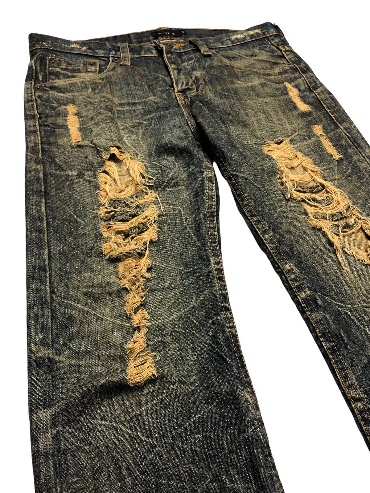 Japanese Brand Japanese Brand KUI distressed glitter rusty denim pants Size US 33 - 9 Thumbnail