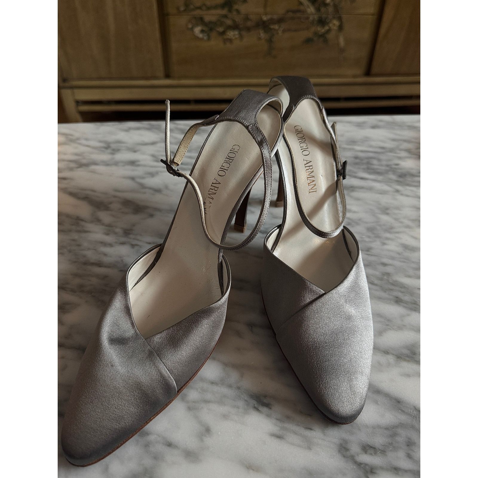 Giorgio Armani Liquid Suede court Heels