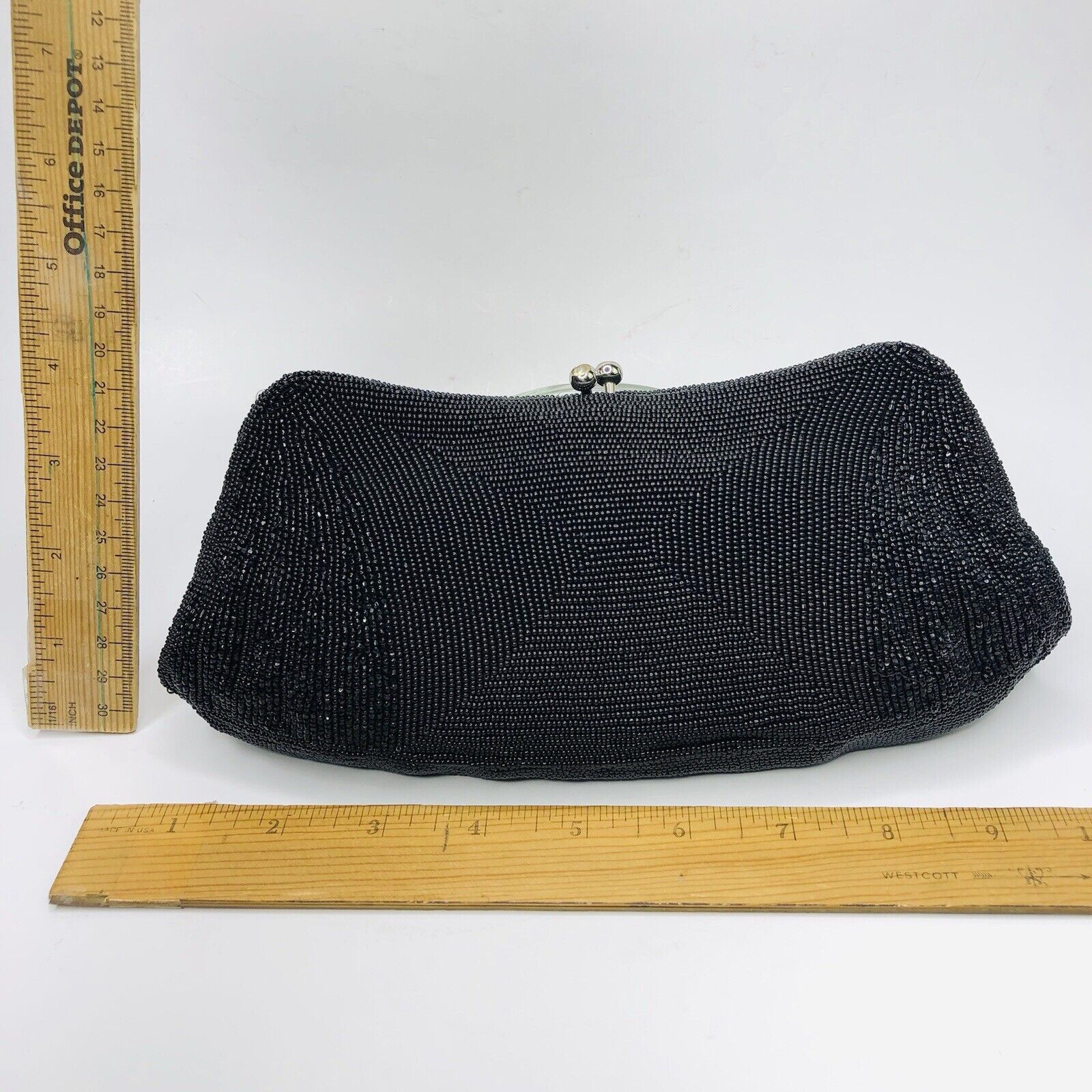 Other Vtg 60s Dormar Black Clutch Micro Beaded Belgium Crystal Size ONE SIZE - 5 Thumbnail