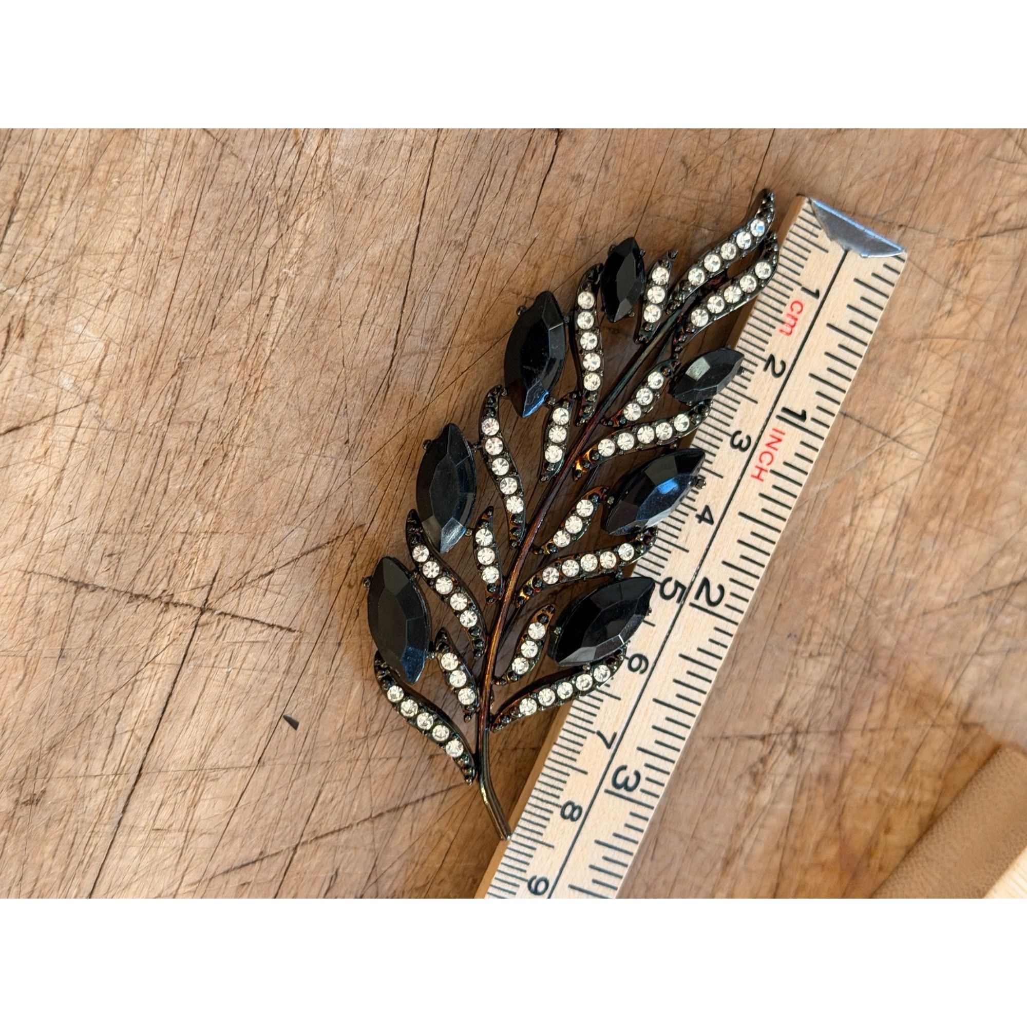 Other Vintage Leaf Brooch Blackl Rhinestone Statement Pin brooch Size ONE SIZE - 5 Thumbnail