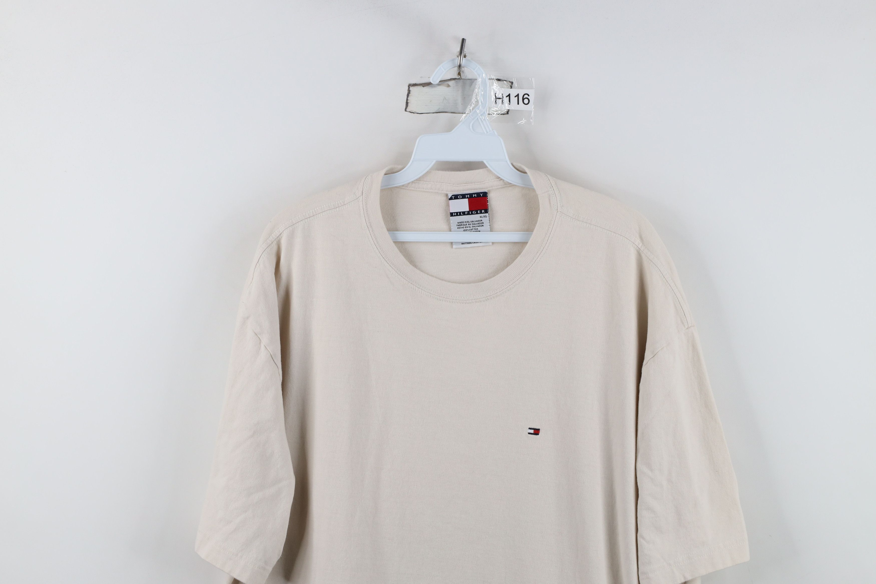 Tommy Hilfiger Vintage Y2K 2005 Tommy Hilfiger Cotton T-Shirt Beige Size US XL / EU 56 / 4 - 2 Thumbnail