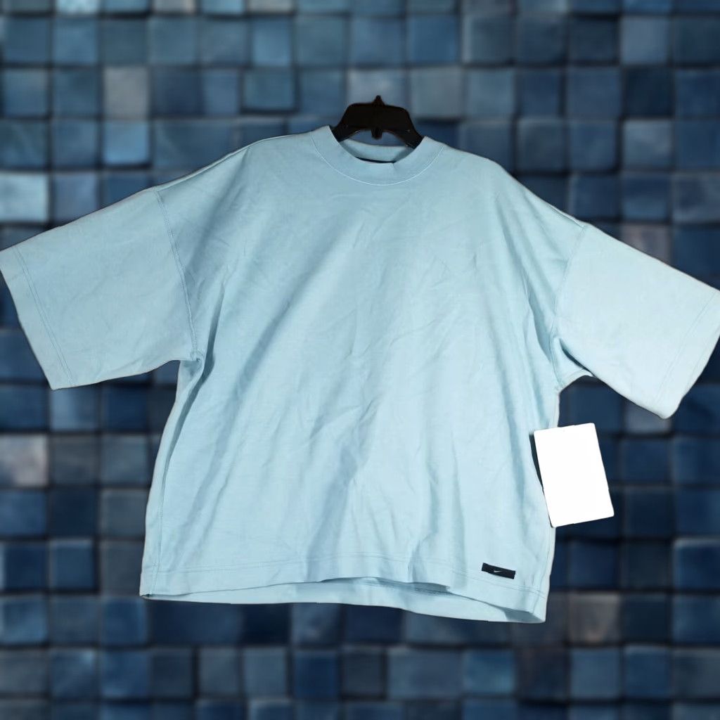 Nike Tech Fleece Short Sleeve Sweatshirt Men Medium Blue Activewear Relaxed Fit