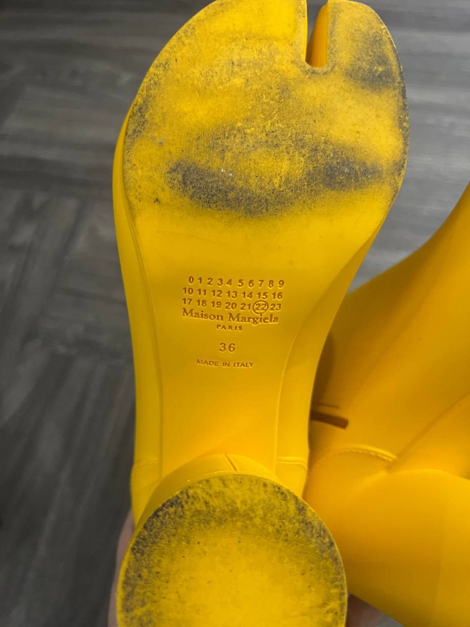 Maison Margiela SS22 Maison Margiela Yellow Recycled Rubber Tabi Boots Size US 6 / IT 36 - 7 Thumbnail