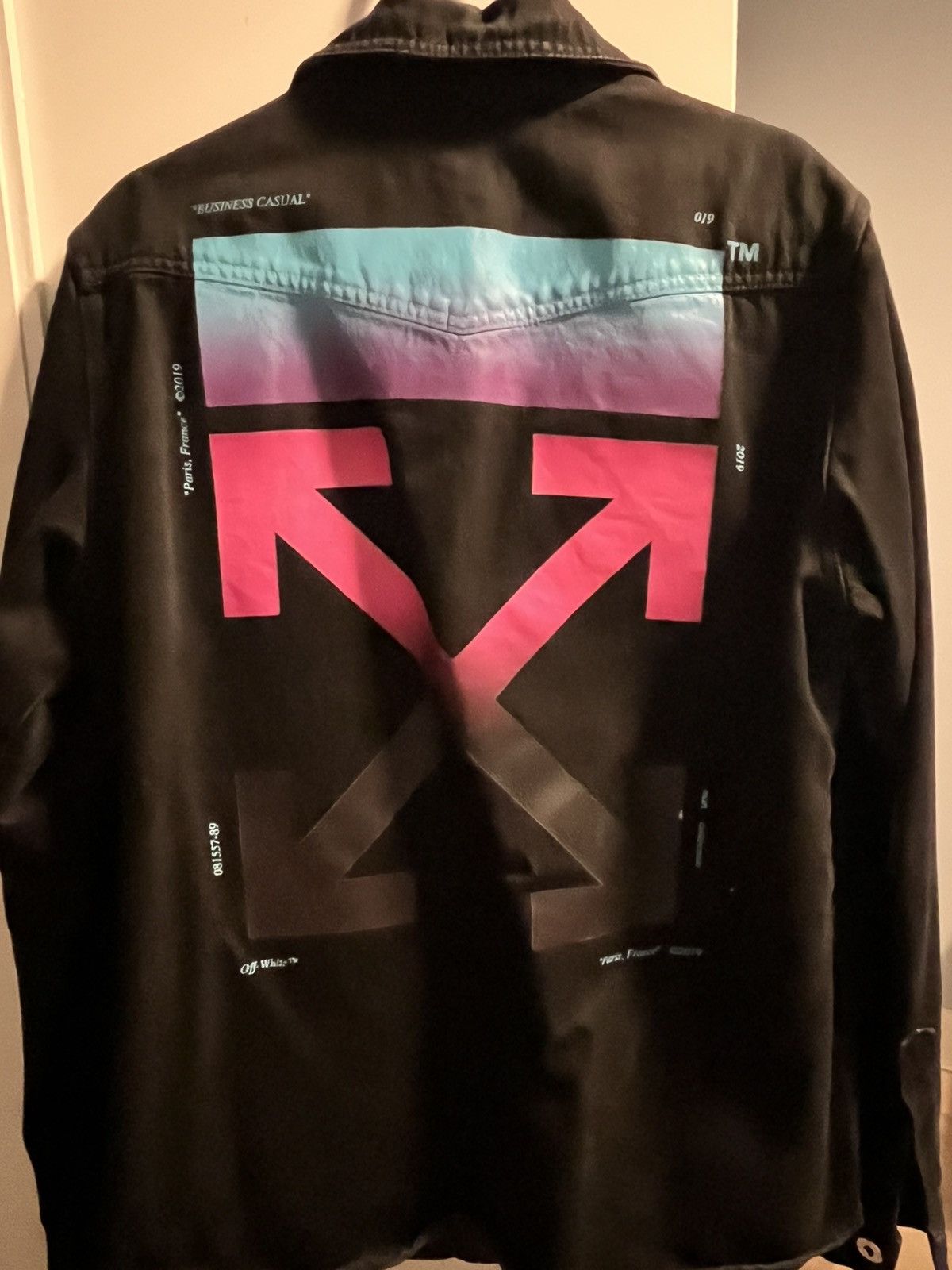 Off white jean jacket black best sale