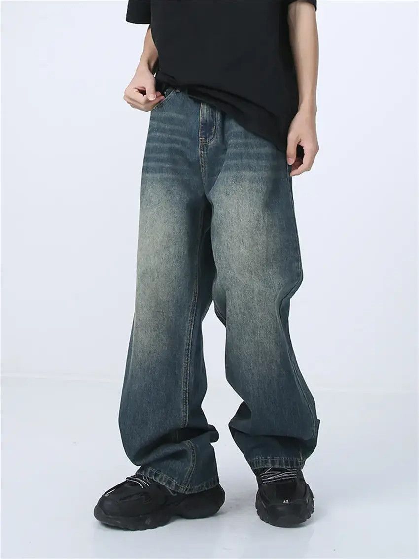 Designer × Japanese Brand Washed blue faded and distressed baggy jeans Size US 34 / EU 50 - 3 Thumbnail