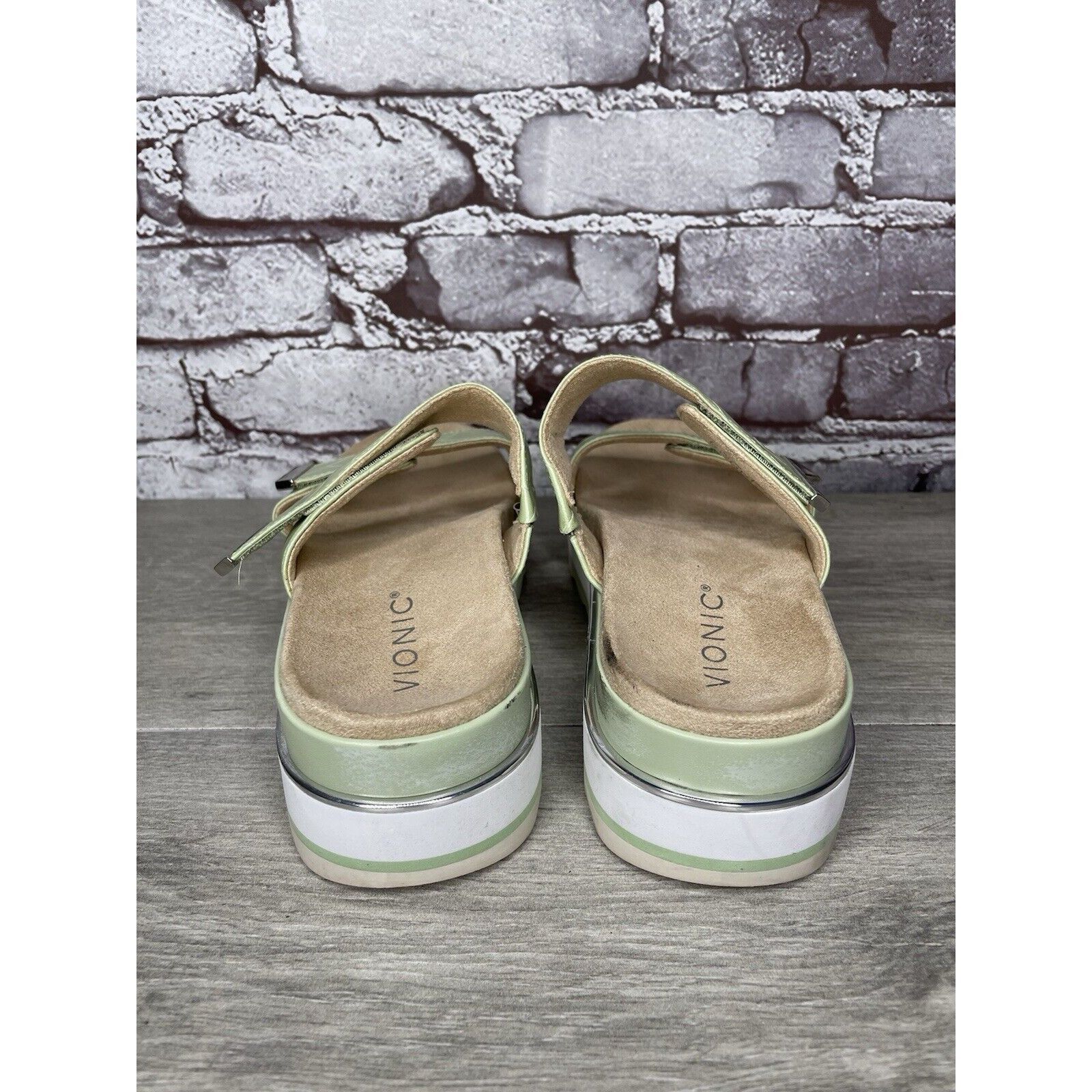 Other Vionic Brandie Mint Green Double Strap Slide Vegan Sandals W Size US 8 / IT 38 - 4 Thumbnail