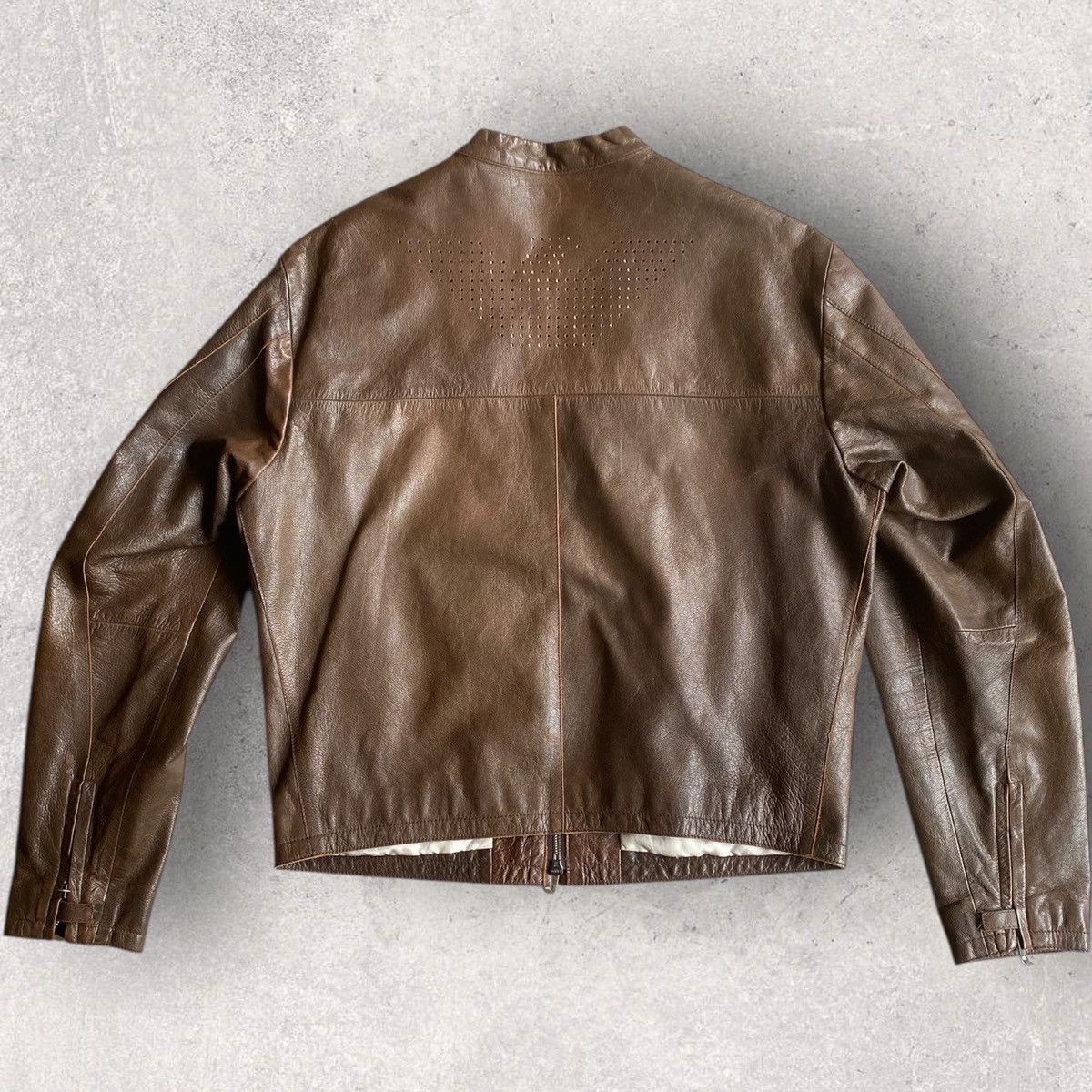 Emporio Armani Vintage 90’s Logo Perforated Leather Jacket Size US M / EU 48-50 / 2 - 3 Thumbnail