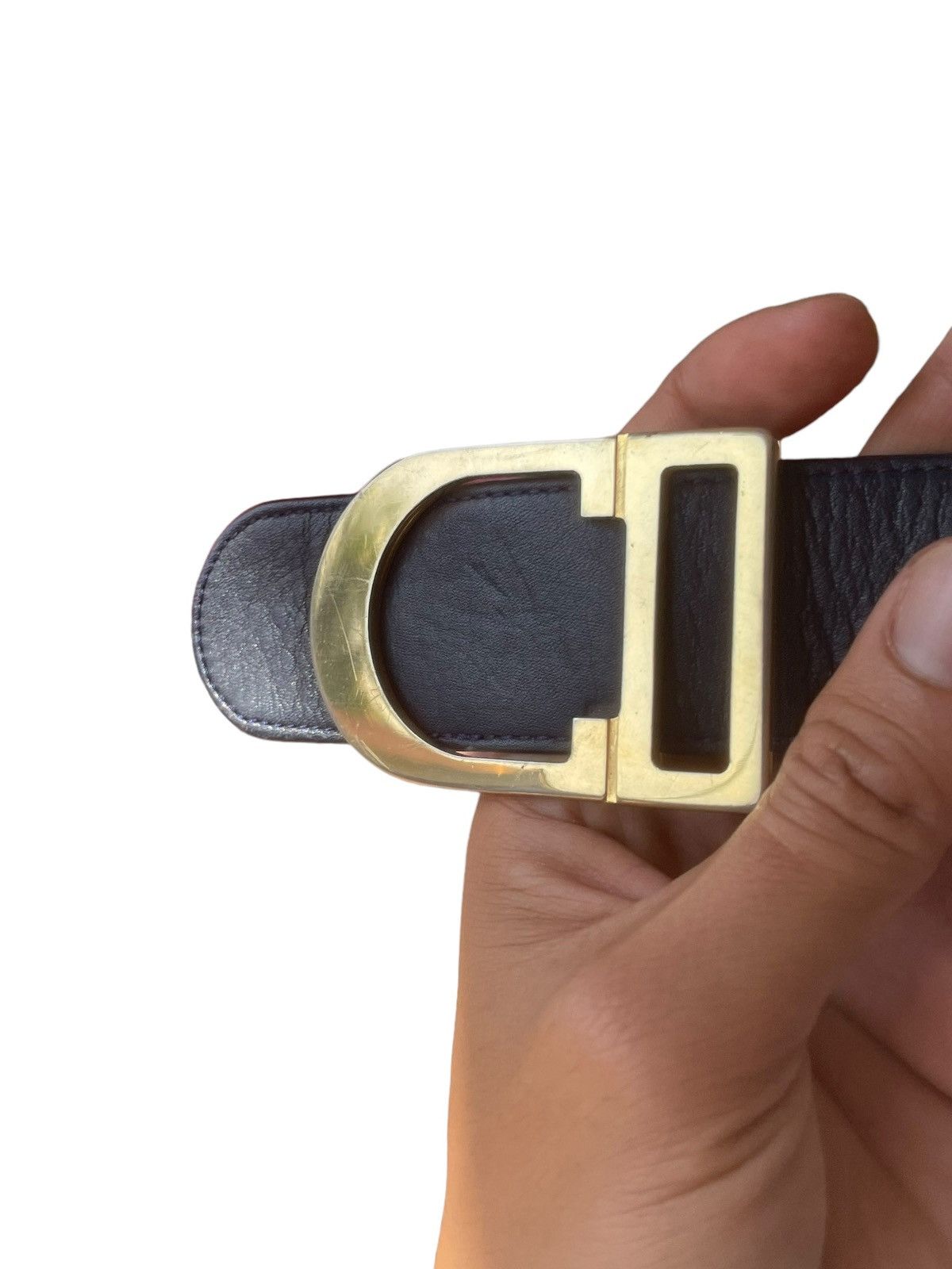 Christian Dior Monsieur × Dior Vtg Christian Dior CD Gold Pleated Interlocking Leather Belt Size ONE SIZE - 6 Thumbnail