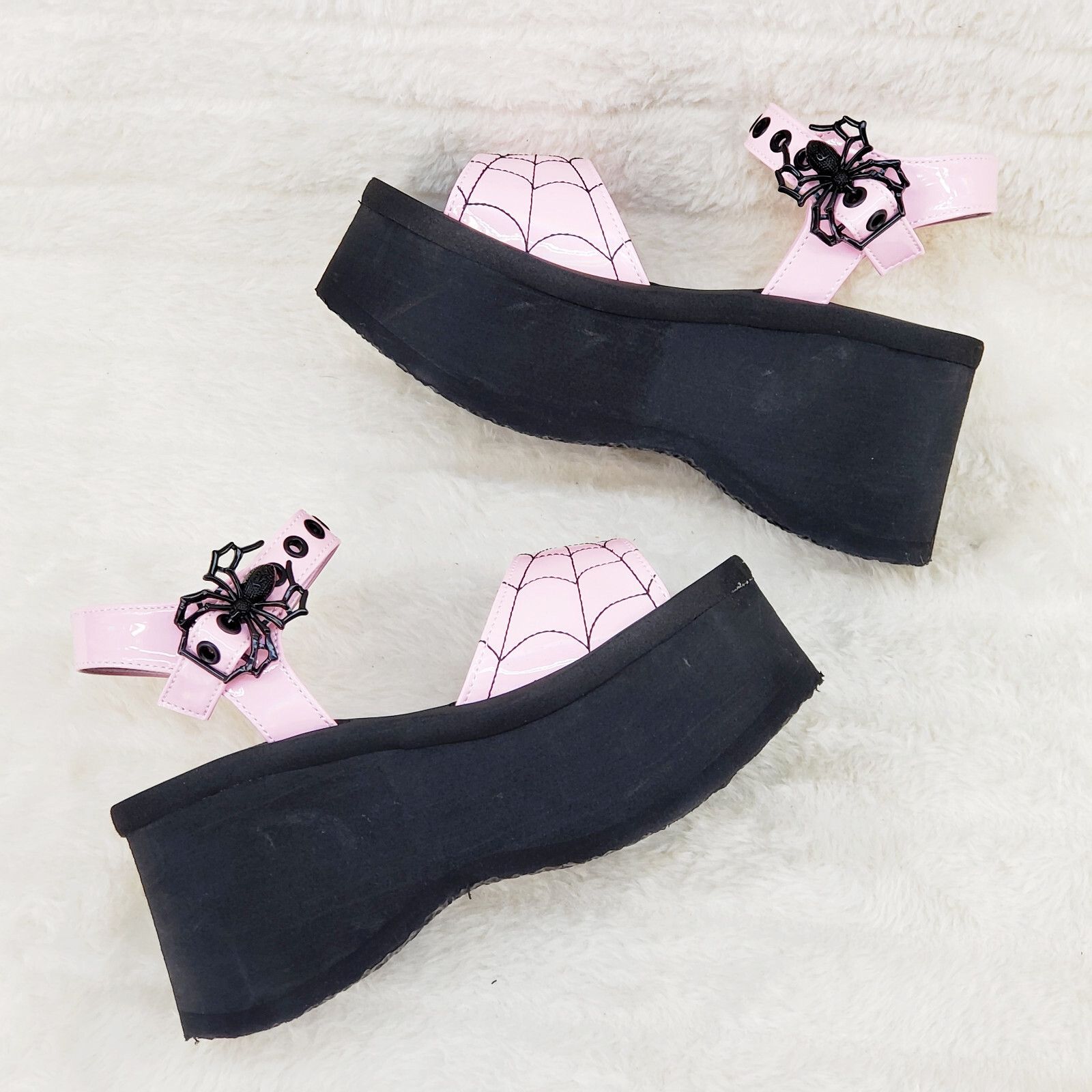 Other DEMONIA Funn Goth Spider Web Platform Sandals Shoes Pink Hol Size US 9 / IT 39 - 2 Thumbnail