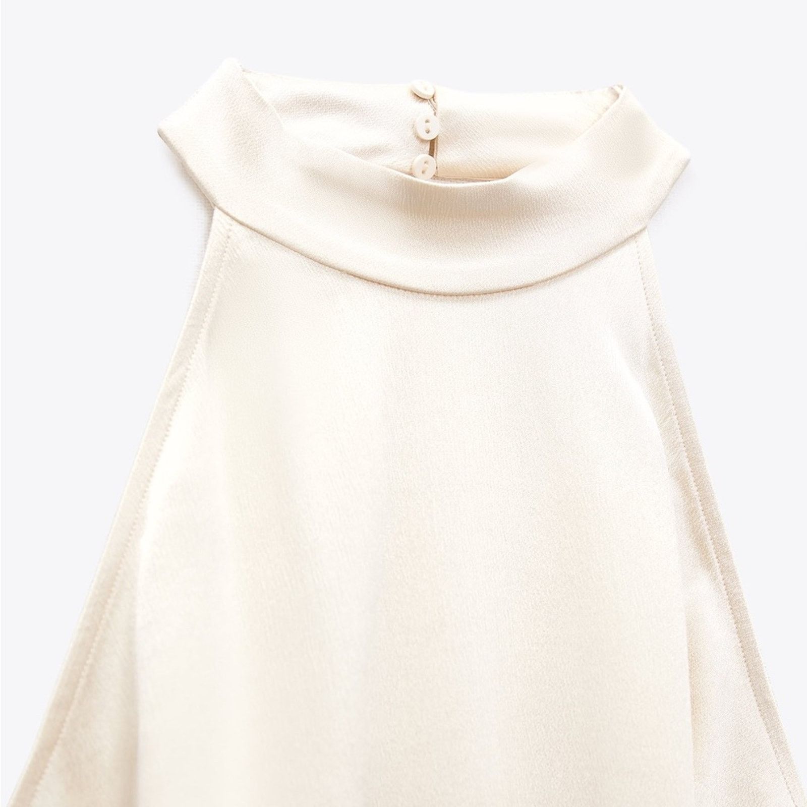 Zara ZARA SATIN EFFECT HALTER DRESS ECRU Size M / US 6-8 / IT 42-44 - 12 Thumbnail