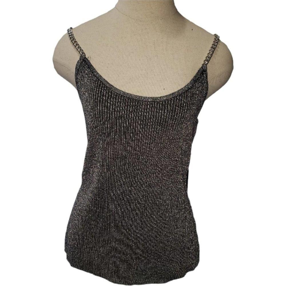 Designer CT908 NWT Chain Link Black Sweater Tank Top Size L / US 10 / IT 46 - 1 Thumbnail