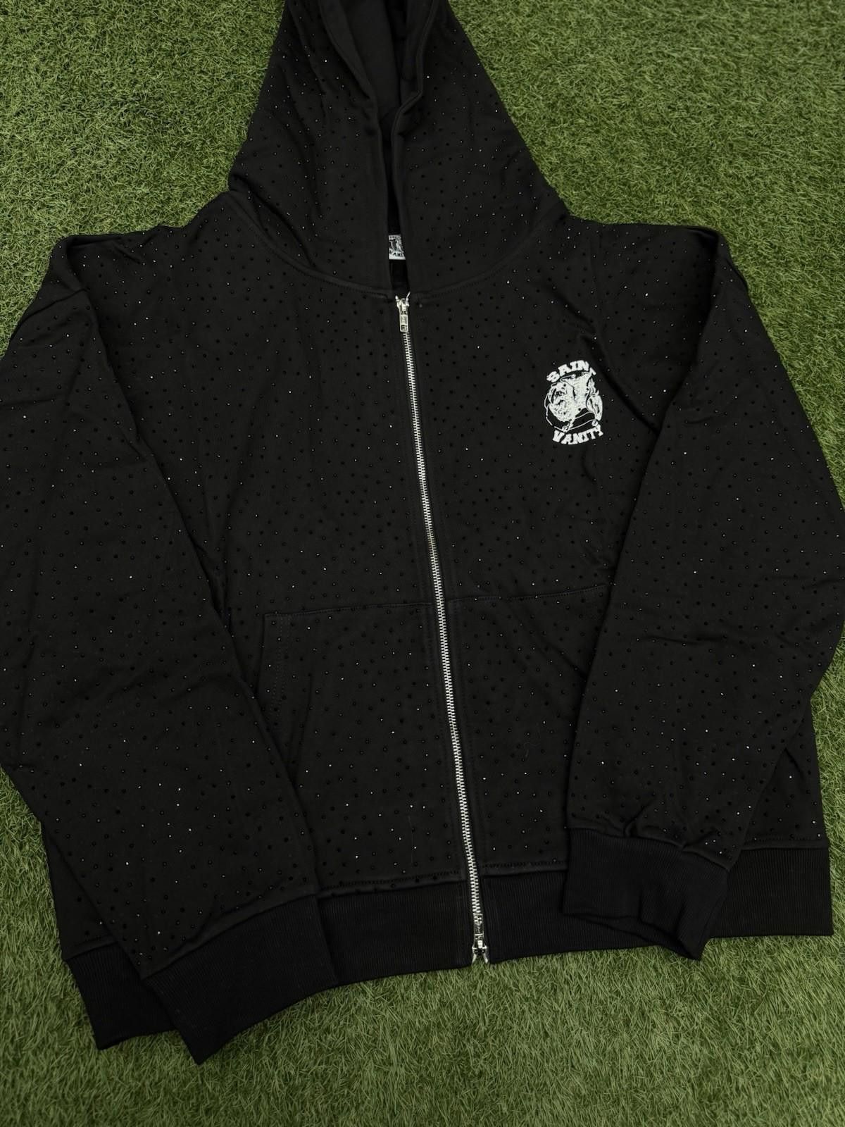 Saint Vanity Size Large - Saint Vanity Hoodie Black Rhinestone Zip Up Size US L / EU 52-54 / 3 - 2 Thumbnail