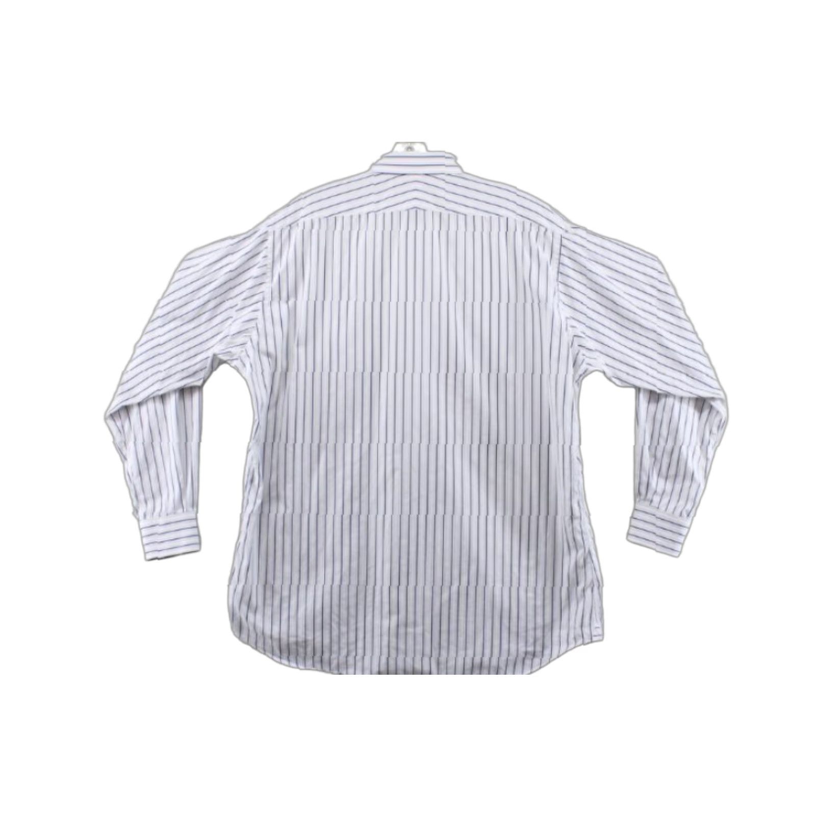 Ike Behar VINTAGE Ike Behar Shirt Men's XL White Blue Striped Flip Cuff Long Sleeve Casual Friday Size US XL / EU 56 / 4 - 1 Thumbnail