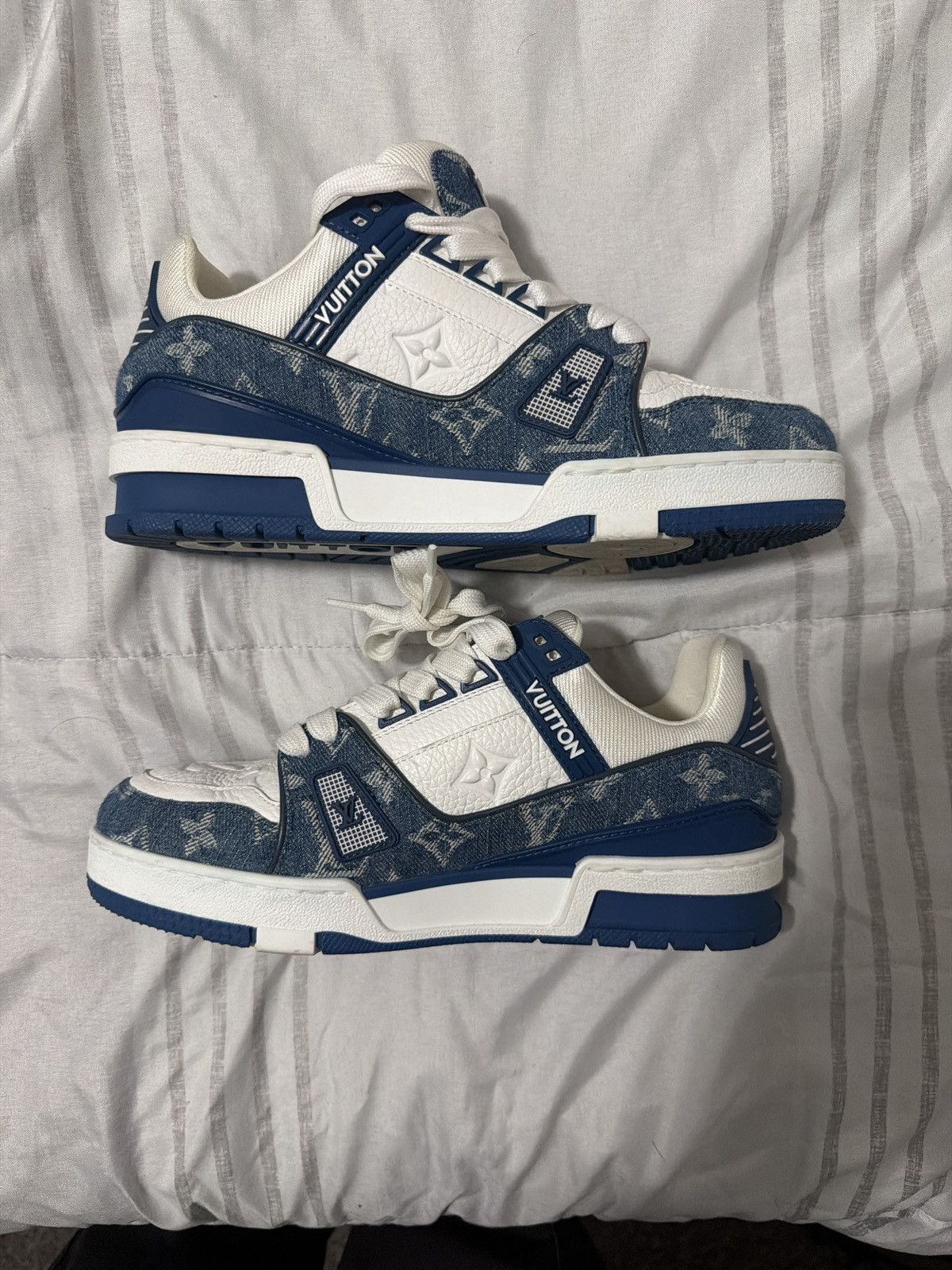 Louis Vuitton Louis Vuitton Wmns Trainer 'Monogram Denim - Light Blue' Size US 7.5 / IT 37.5 - 1 Thumbnail
