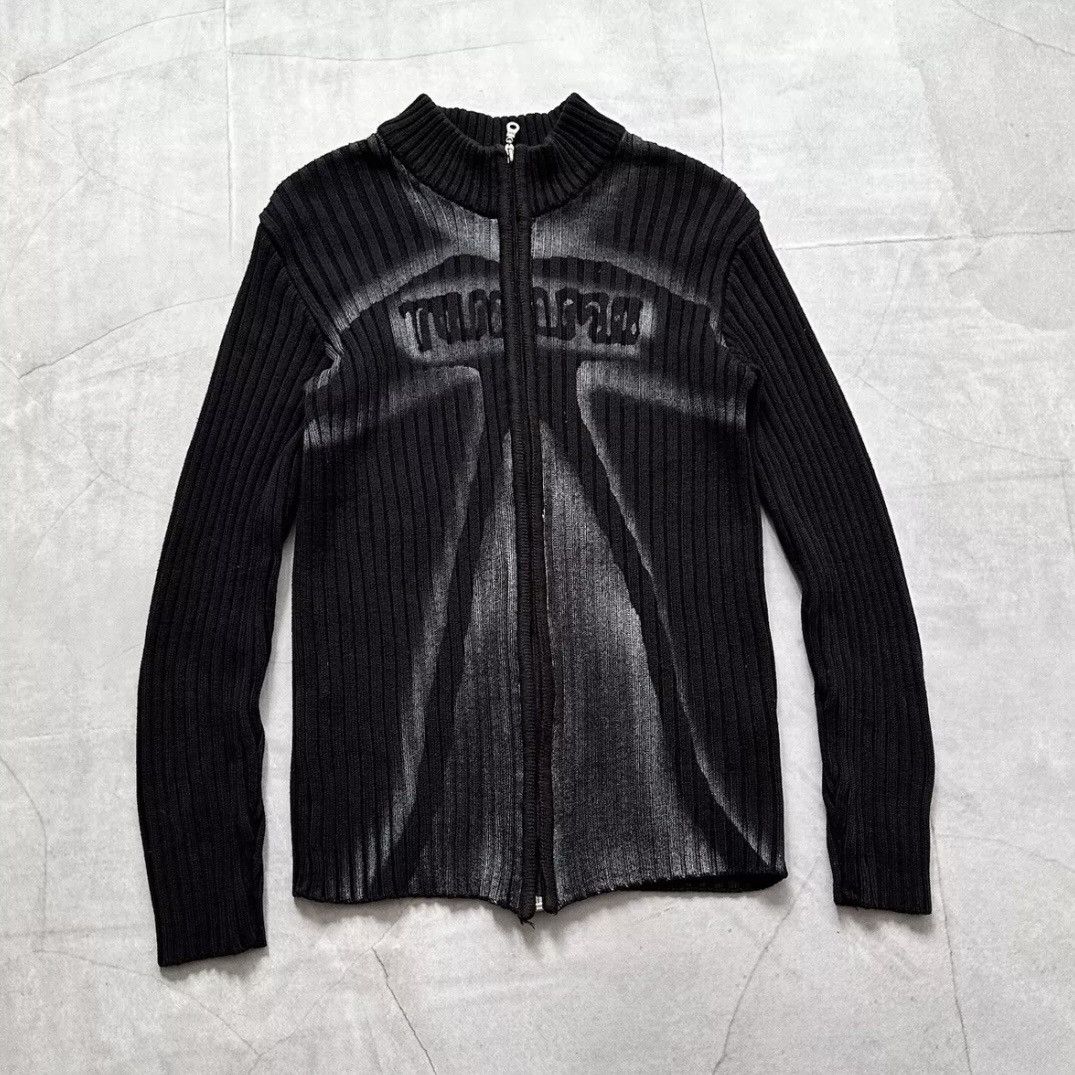 00s Tribal Torso Knit Ribbed Zip Sweater LGB Impala Vibe