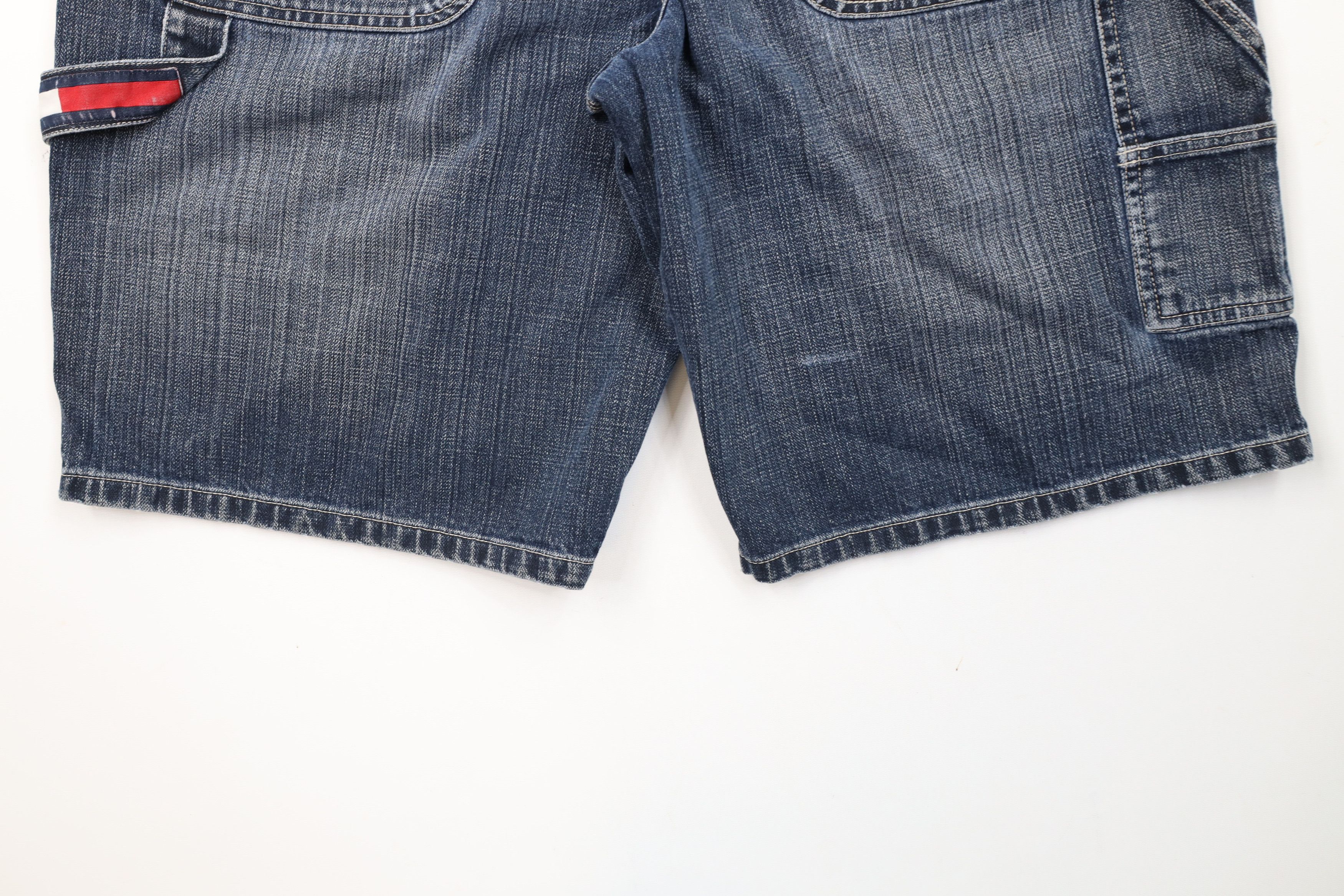 Tommy Hilfiger × Vintage Vintage 90s Tommy Hilfiger Spell Baggy Dungaree Denim Shorts Size US 34 / EU 50 - 15 Thumbnail