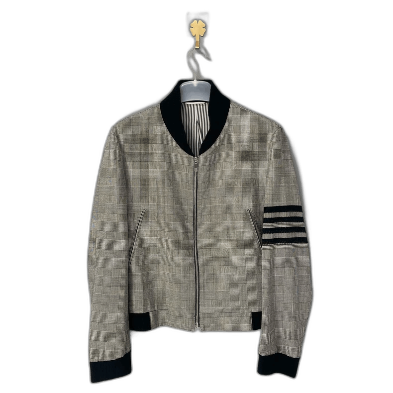 Thom Browne Thom Browne Houndstooth Baseball Jacket-yf Size US M / EU 48-50 / 2 - 1 Thumbnail