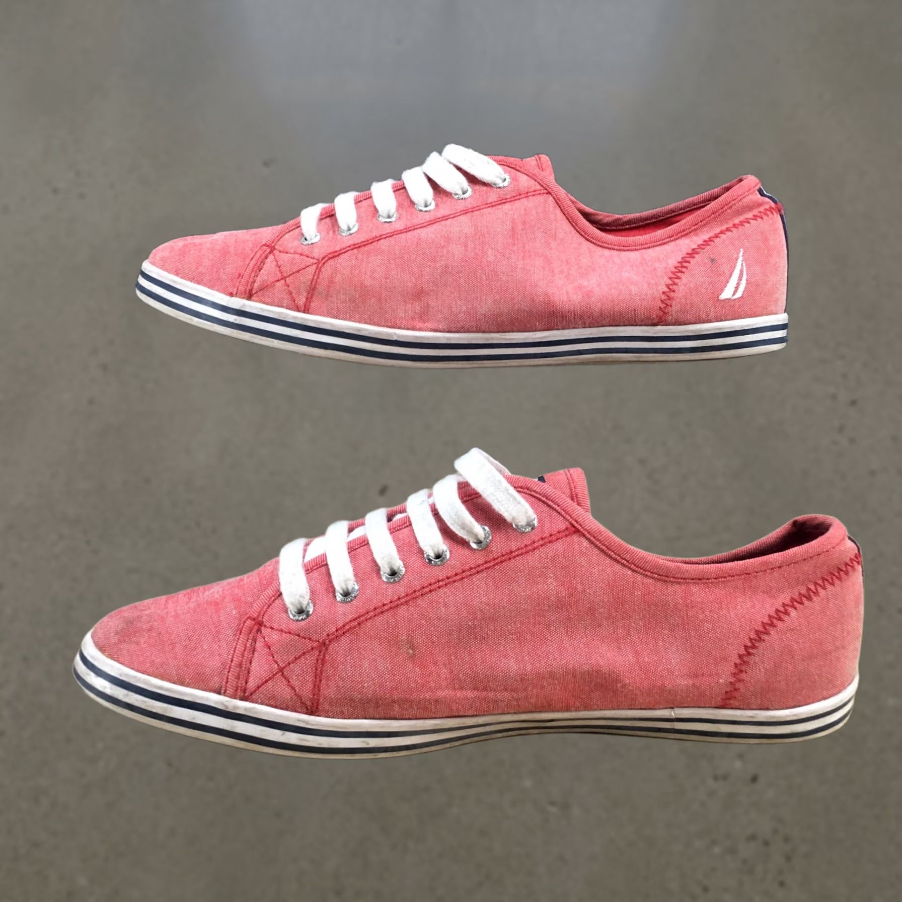 Nautica Nautica Womens Casual Low Top Sneakers NW007E Pink Fabric Lace Up Flats Shoes Size M / US 6-8 / IT 42-44 - 1 Thumbnail