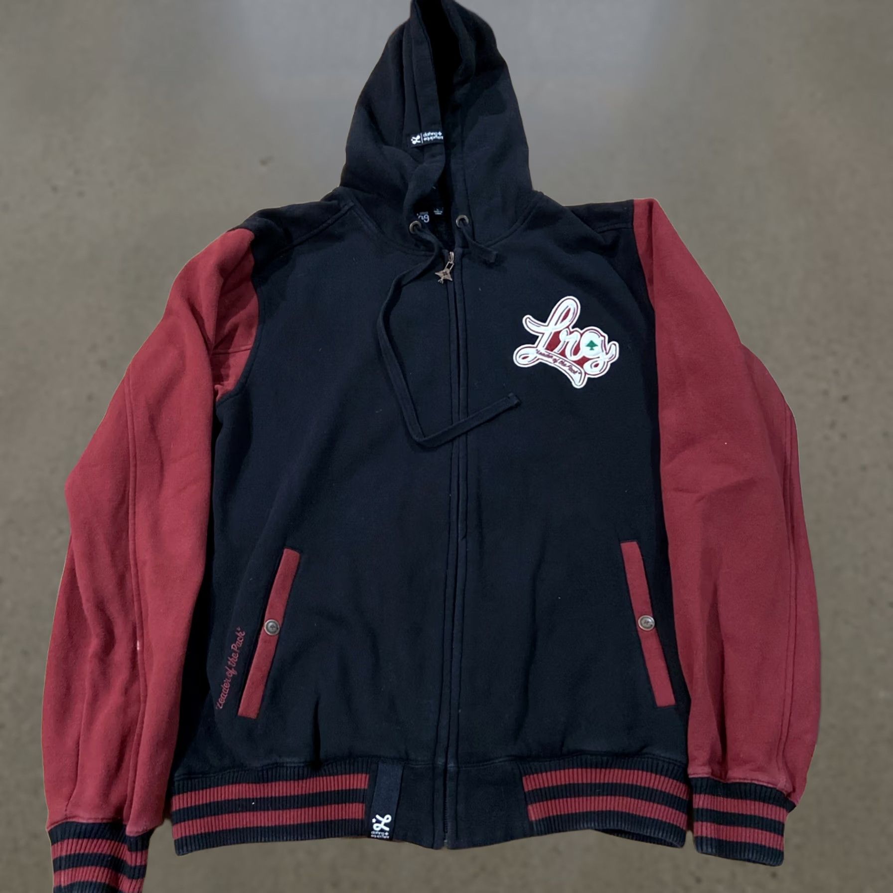 Roots LRG Jacket Mens L Black Red Varsity Zip Pocket 90s City Classic Hip Hop Skate Grass Roots Y2K Weight Light Size US L / EU 52-54 / 3 - 1 Thumbnail