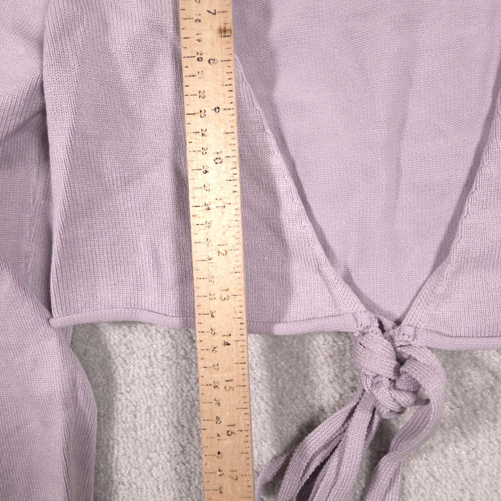 Zara VINTAGE Zara Cardigan Sweater Womens Small Purple Tie Front Cropped Lightweight Top Size S / US 4 / IT 40 - 7 Thumbnail