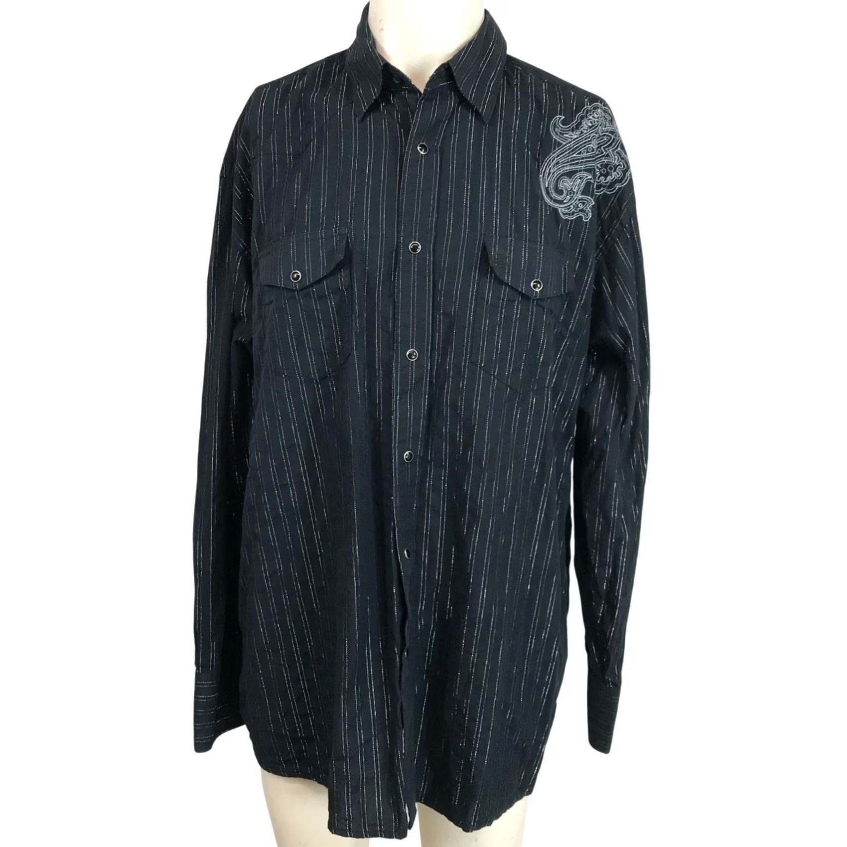George GEORGE STRAIT TROUBADOUR COLLECTION - XL BLACK - SILVER BUTTON UP SHIRT Size US XL / EU 56 / 4 - 2 Thumbnail