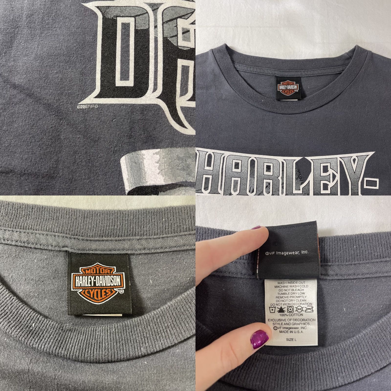 Harley Davidson Harley-Davidson L T-Shirt Men Gray Elvis Graphic Y2K USA Memphis Tennessee Graceland Skull Vintage Size US L / EU 52-54 / 3 - 8 Thumbnail