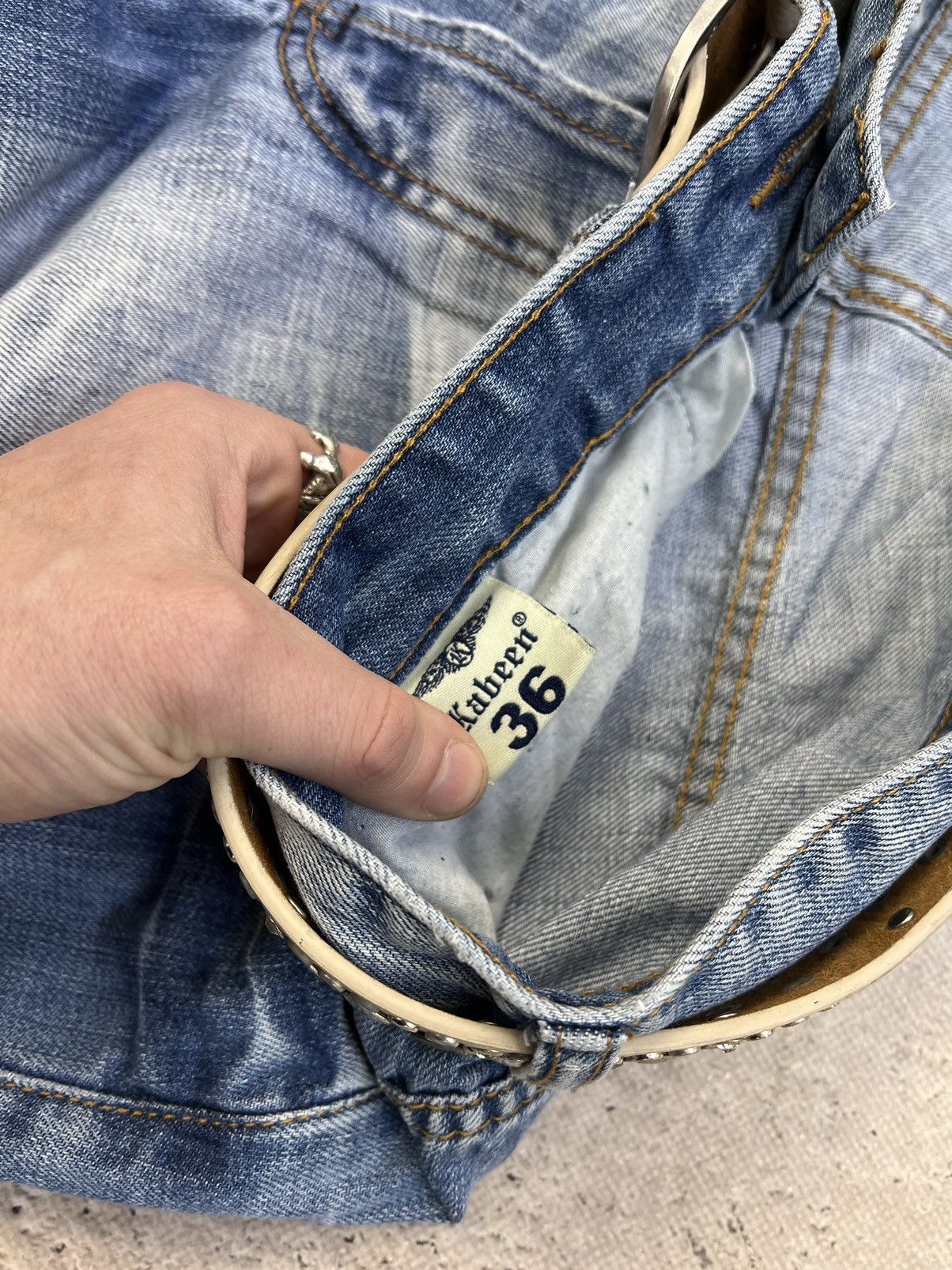 Japanese Brand × Vintage Vintage Y2K/2000s Grunge Light Wash Distressed Jeans+belt Size US 32 / EU 48 - 9 Thumbnail