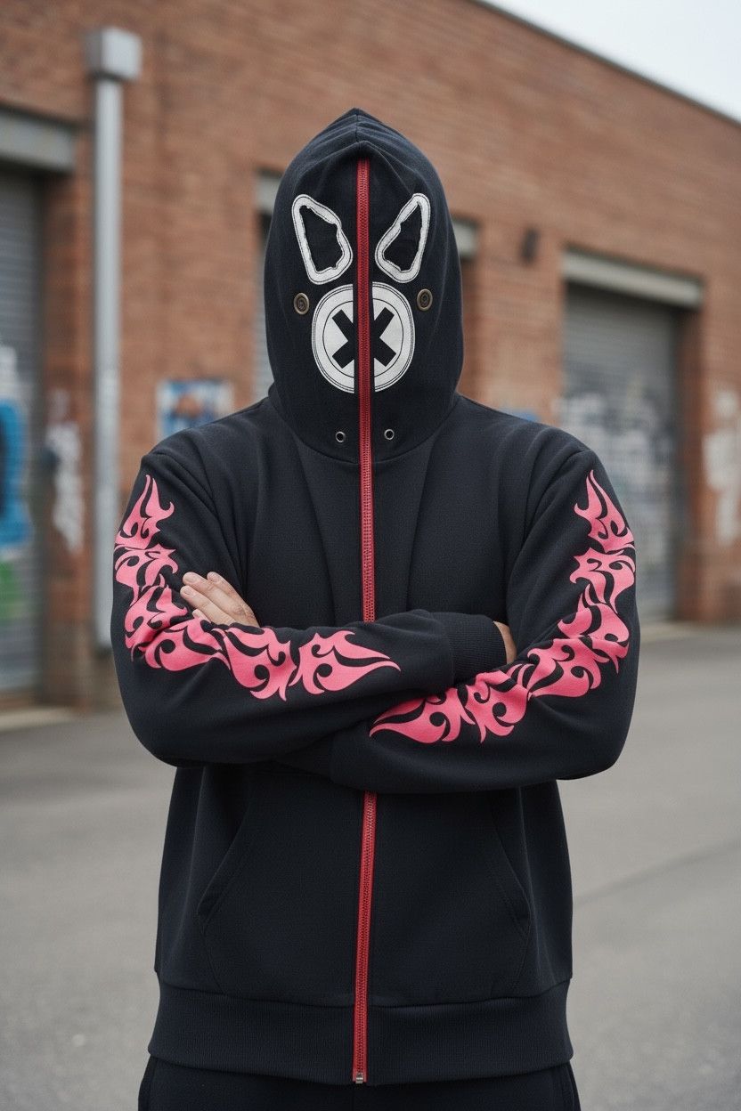 Tribal Streetwear Vintage Milk Tub Mask Full Zip Glow Hoodie Tribal Punk Japan Size US M / EU 48-50 / 2 - 2 Thumbnail