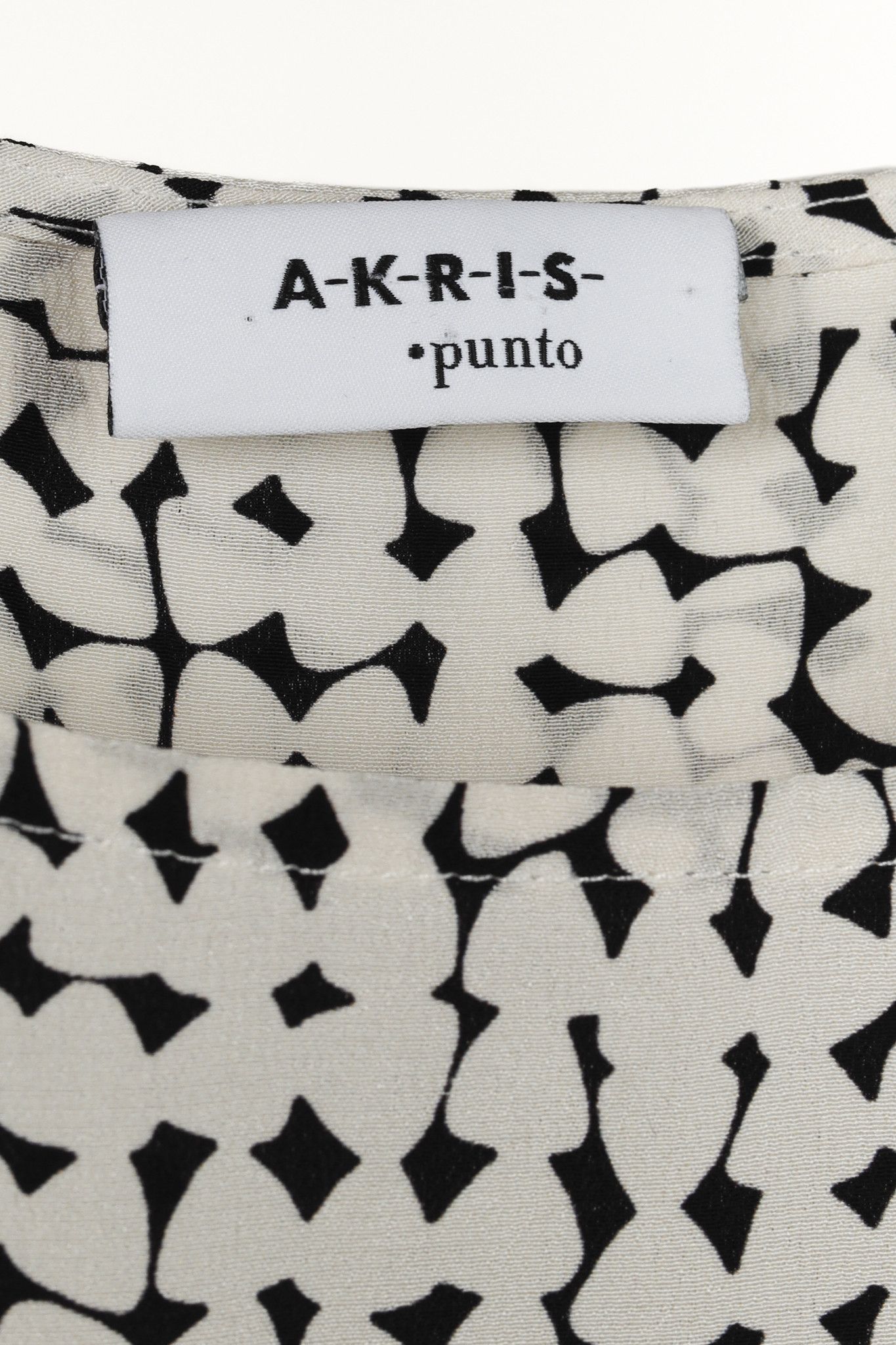 Other Akris Punto White & Black Silk Short-Sleeve Blouse Size M / US 6-8 / IT 42-44 - 4 Thumbnail