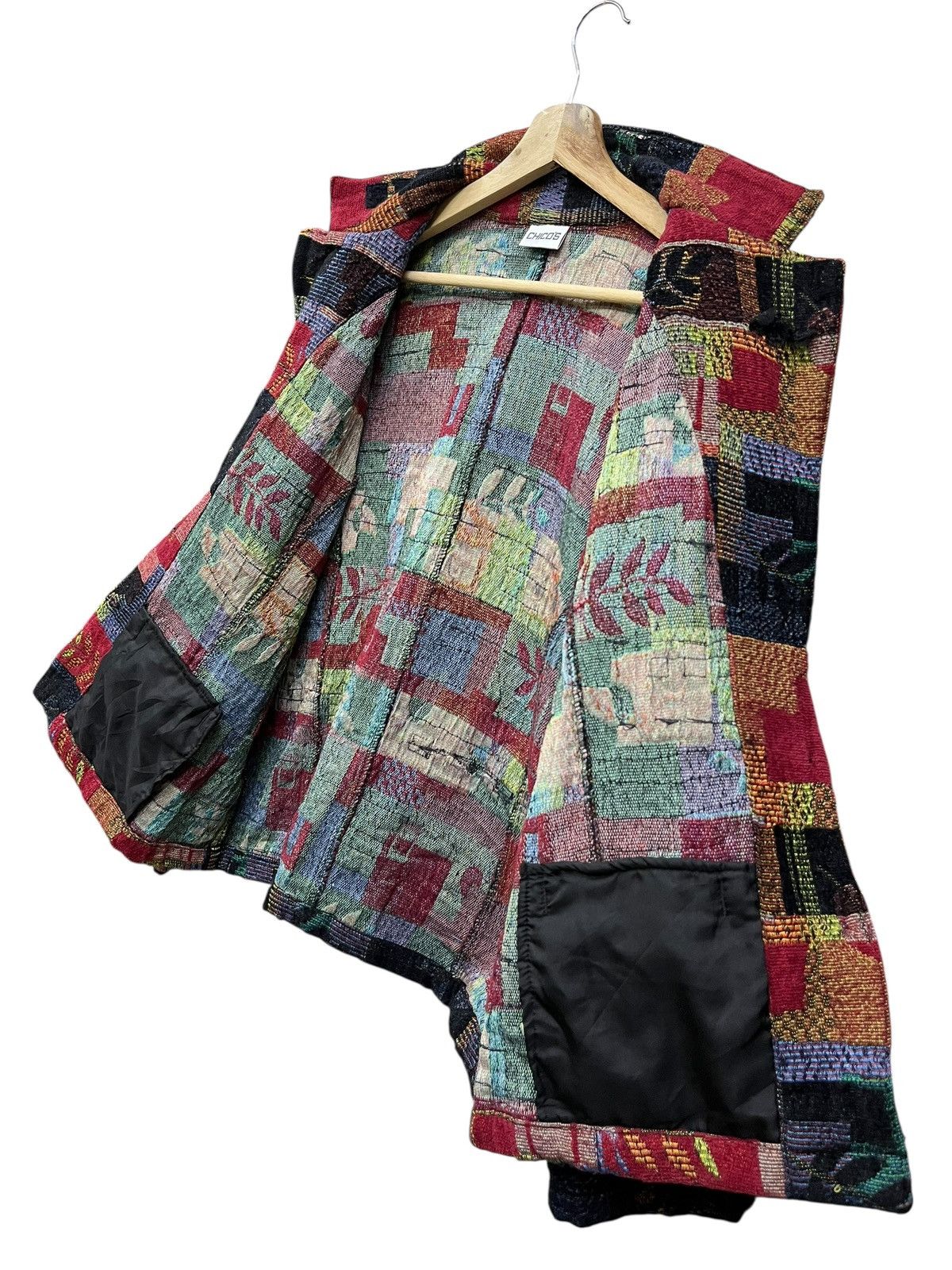 Chicos Vtg Tapestry Patchwork Art Blazer Grunge Avant Garde Jacket Size M / US 6-8 / IT 42-44 - 9 Thumbnail