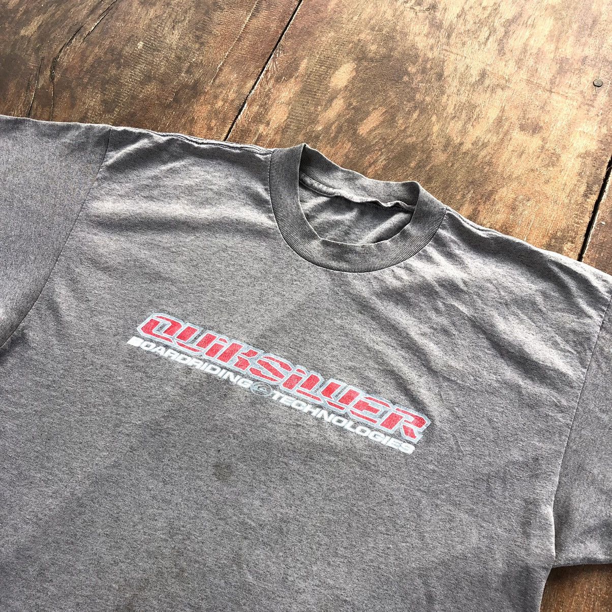 image of Vintage 90's Quiksilver Surfing T Shirt in Grey, Men's (Size Large)