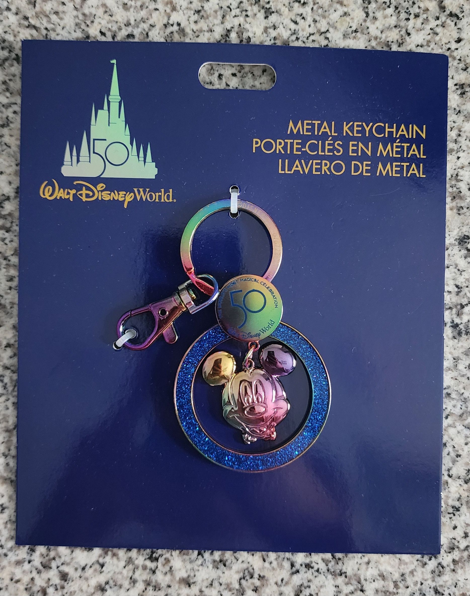 Disney NWT Disney WDW 50TH Mickey Spinner Metal Iridescent Keychain Size ONE SIZE - 1 Thumbnail