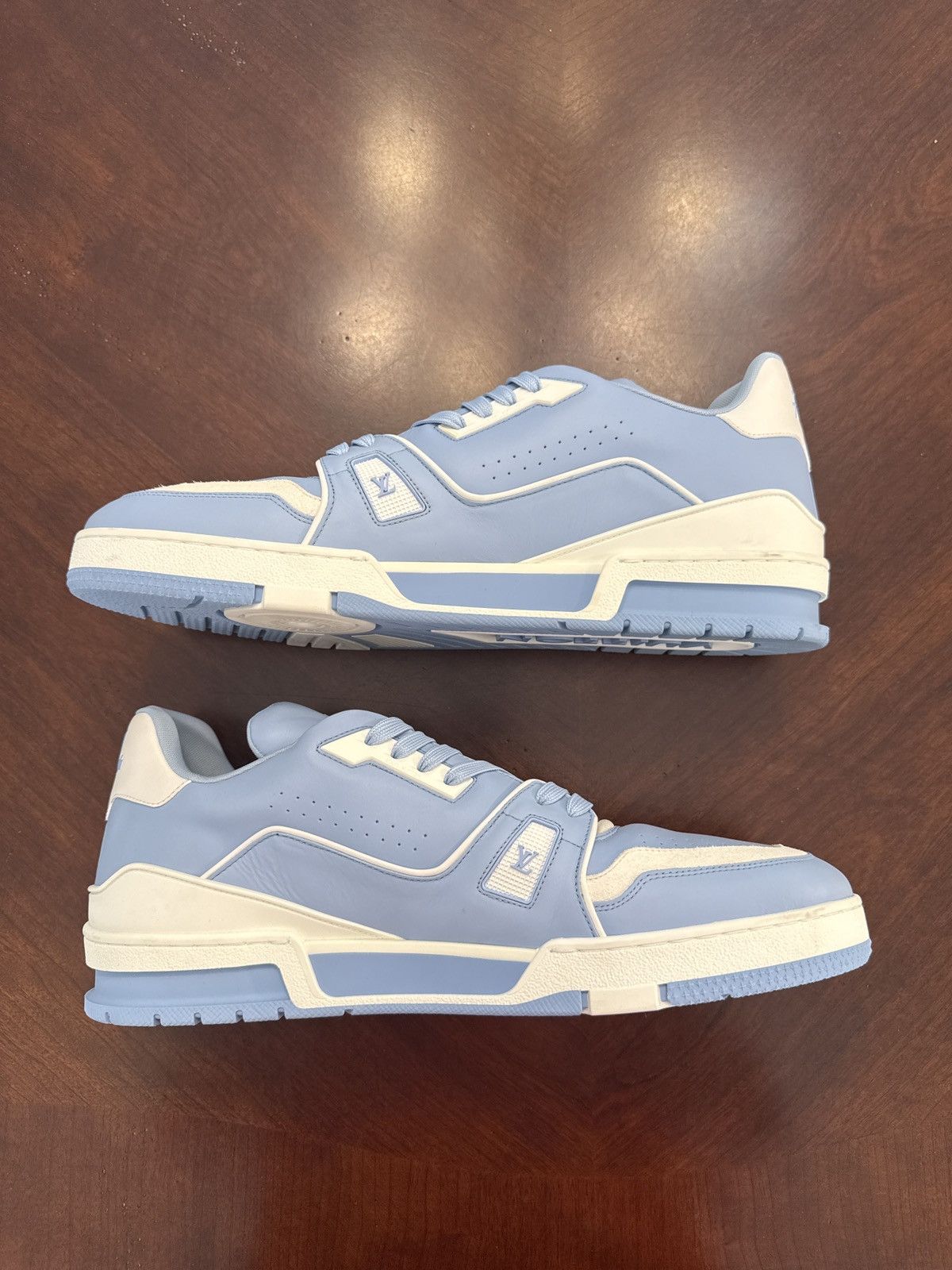 Louis Vuitton Louis Vuitton LV Trainer #54 Light Blue White Size LV 12 Size US 12 / EU 45 - 2 Thumbnail