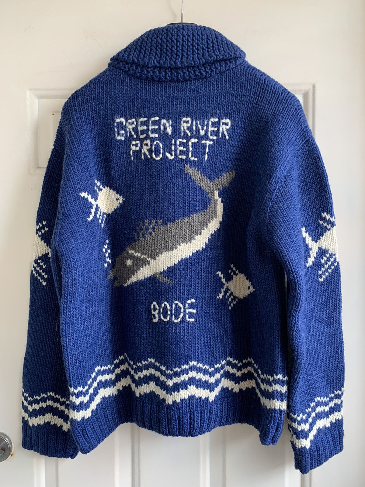 Bode Shawl-collar River Fish Cardigan in Blue Size US L / EU 52-54 / 3 - 2 Thumbnail